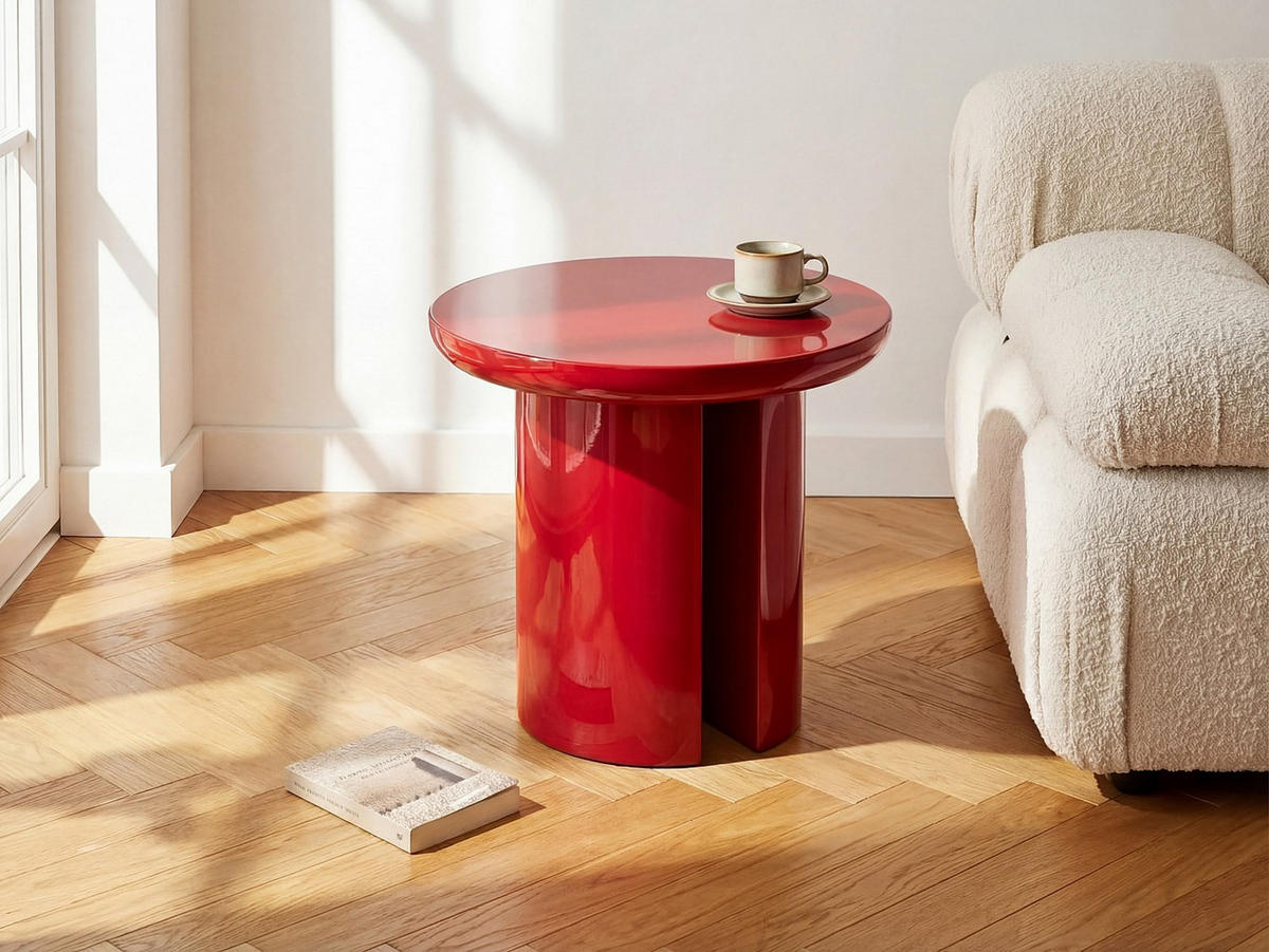 BEISTELLTISCH - 50 cmcm x 50 cmcm - Holz, Platte - Rot - DERLALI - Rot, Holz (50/50/45cm) - Vente-Unique