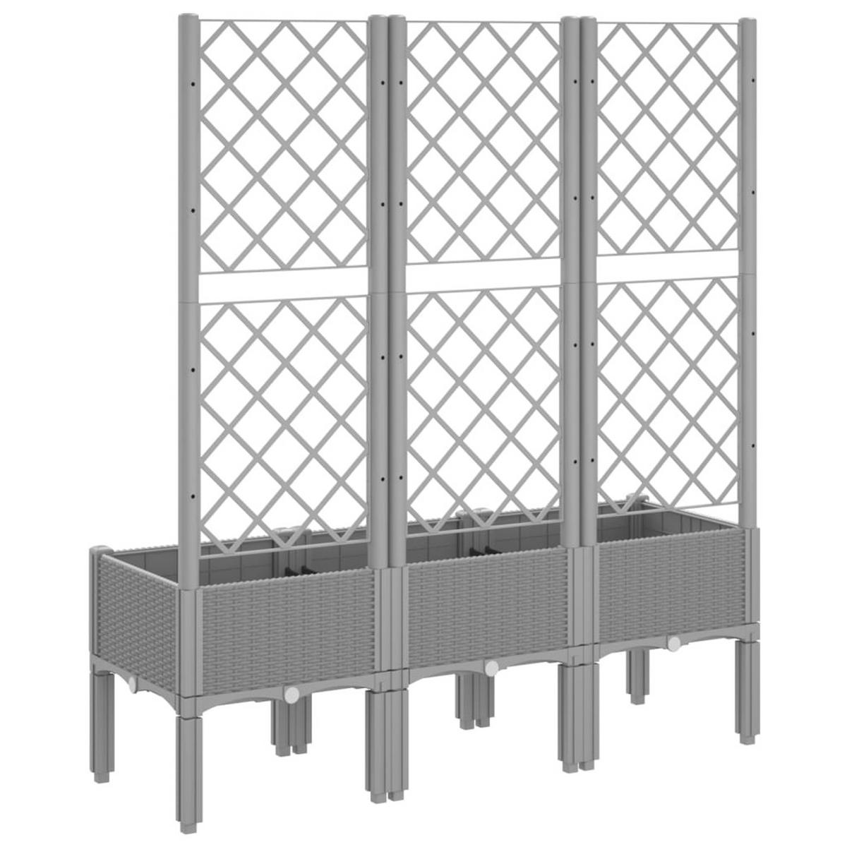 PFLANZKÜBEL Mit Rankgitter Hellgrau 120/40/142 Cm Pp - Grau, Kunststoff (120/142/40cm) - vidaXL