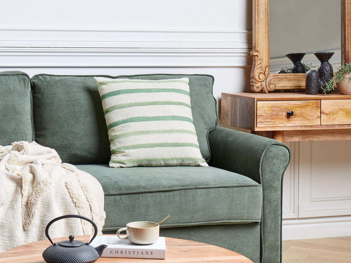 DEKOKISSEN Grün 45/45 cm Kafra - Beige/Grün, Textil (45/45cm) - Beliani