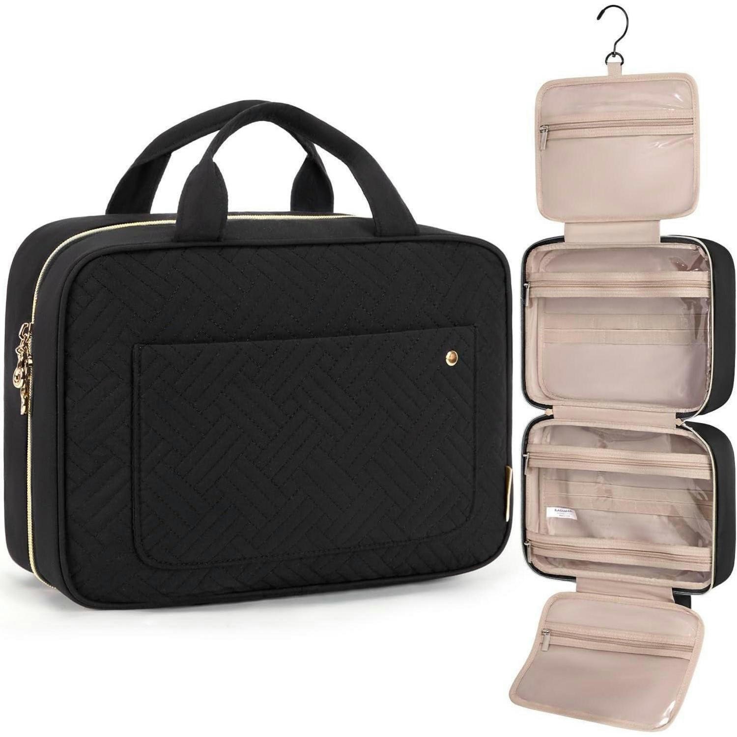 KULTURTASCHE zum Aufhängen mit Haken und mehreren Fächern Schwarz - Schwarz, Textil (25.4/7.4/78.9cm)