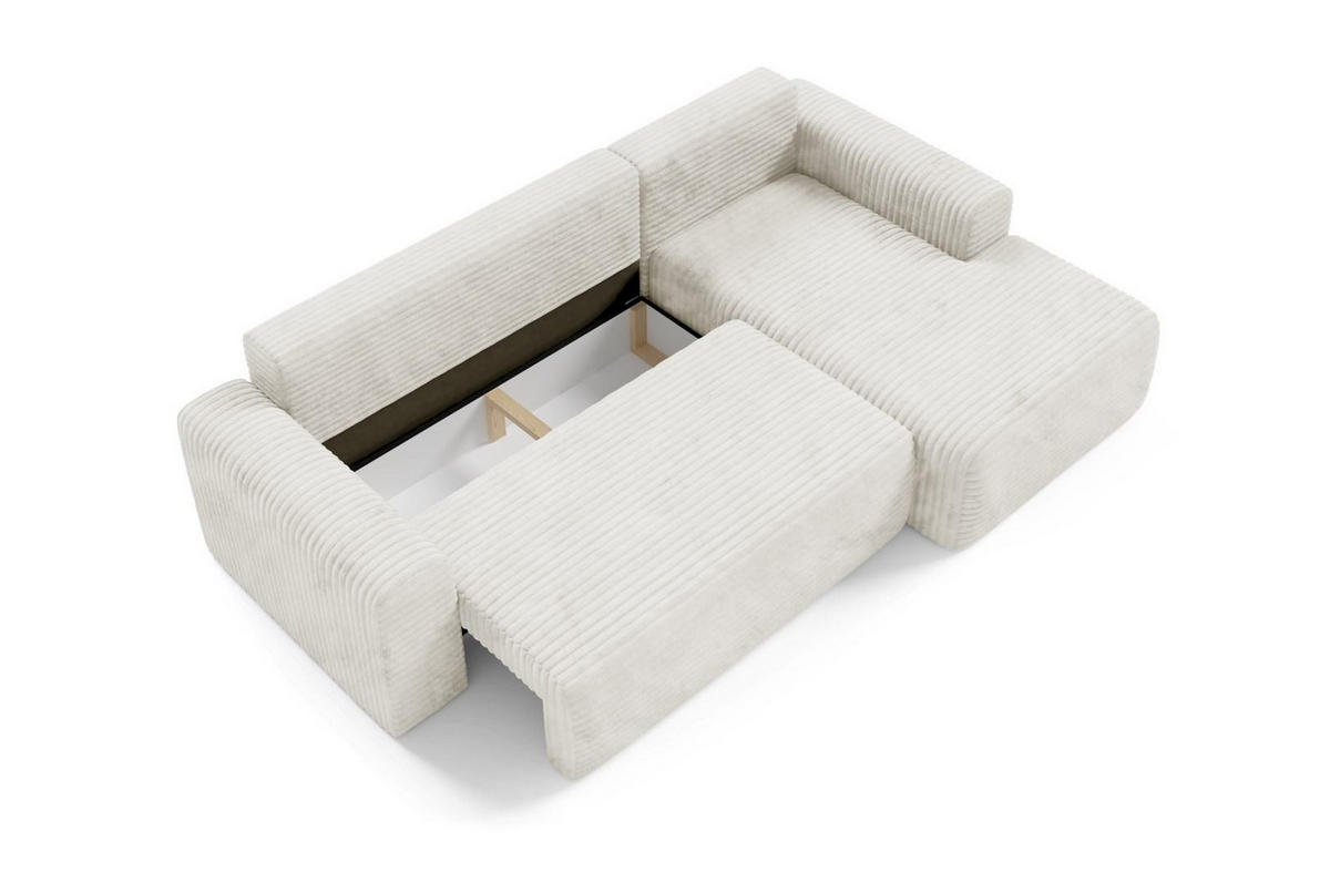 ECKSOFA mit Schlaffunktion Cremig - Weiß, Textil (268/163cm) - Furnisell