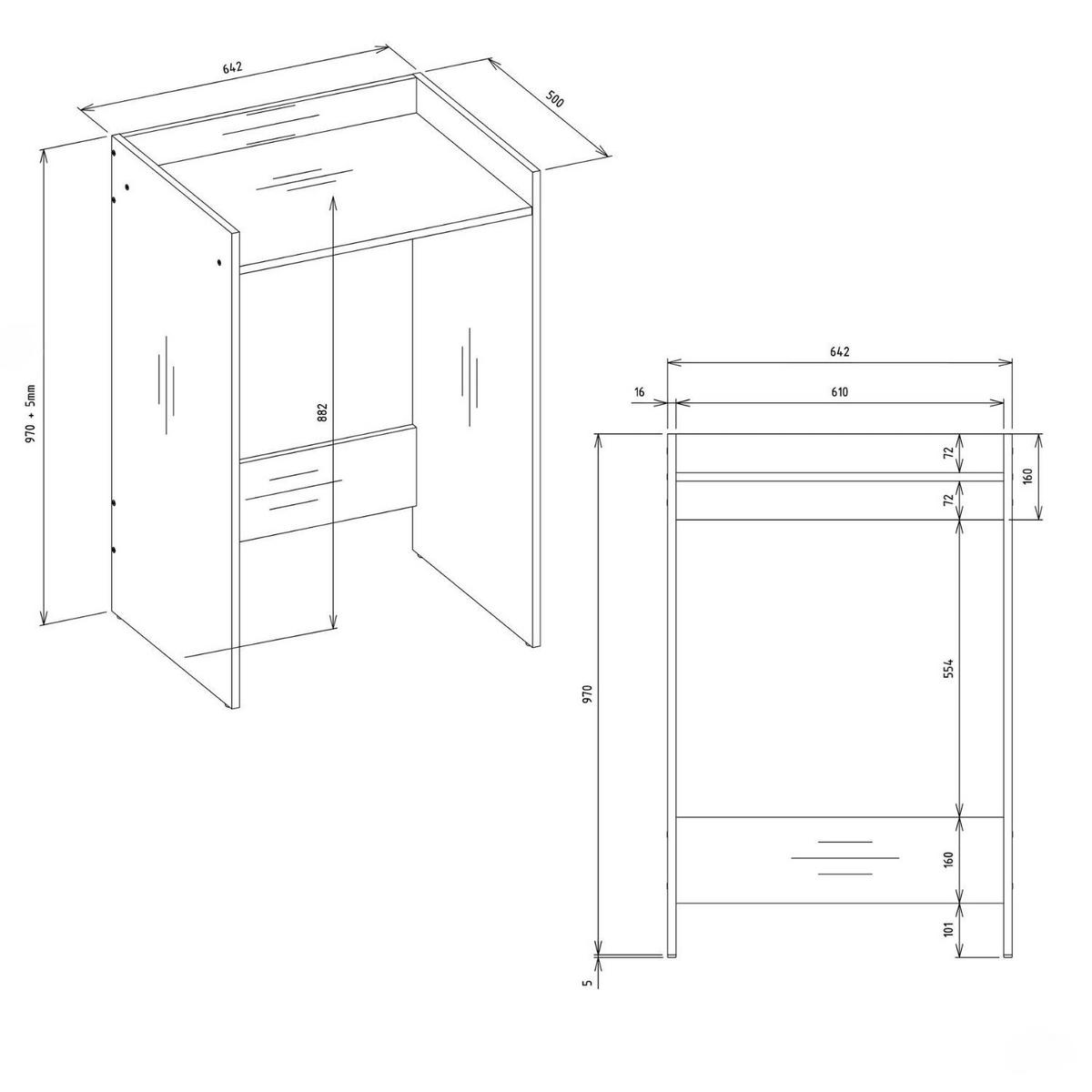 BADEZIMMERSCHRANK POLA NP für Waschmaschine - Weiß, Holzwerkstoff (64/97.5/50cm) - kommodly