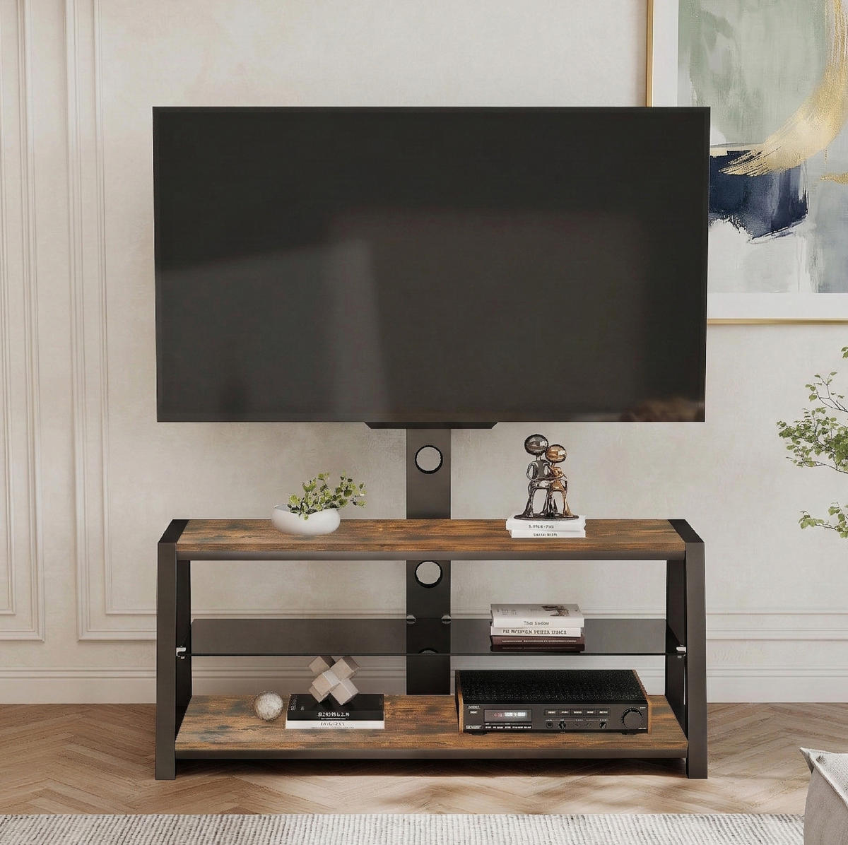 LOWBOARD 116/42/125 cm in Braun mit TV-Ständer und Kabelmanagement - Braun, Holzwerkstoff (116/125/42cm) - Flora Grace