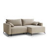 ECKSOFA MIT SCHLAFFUNKTION Leon Beige Webstoff - Beige/Schwarz, Holz/Holzwerkstoff (239/148cm) - Maison de Reve