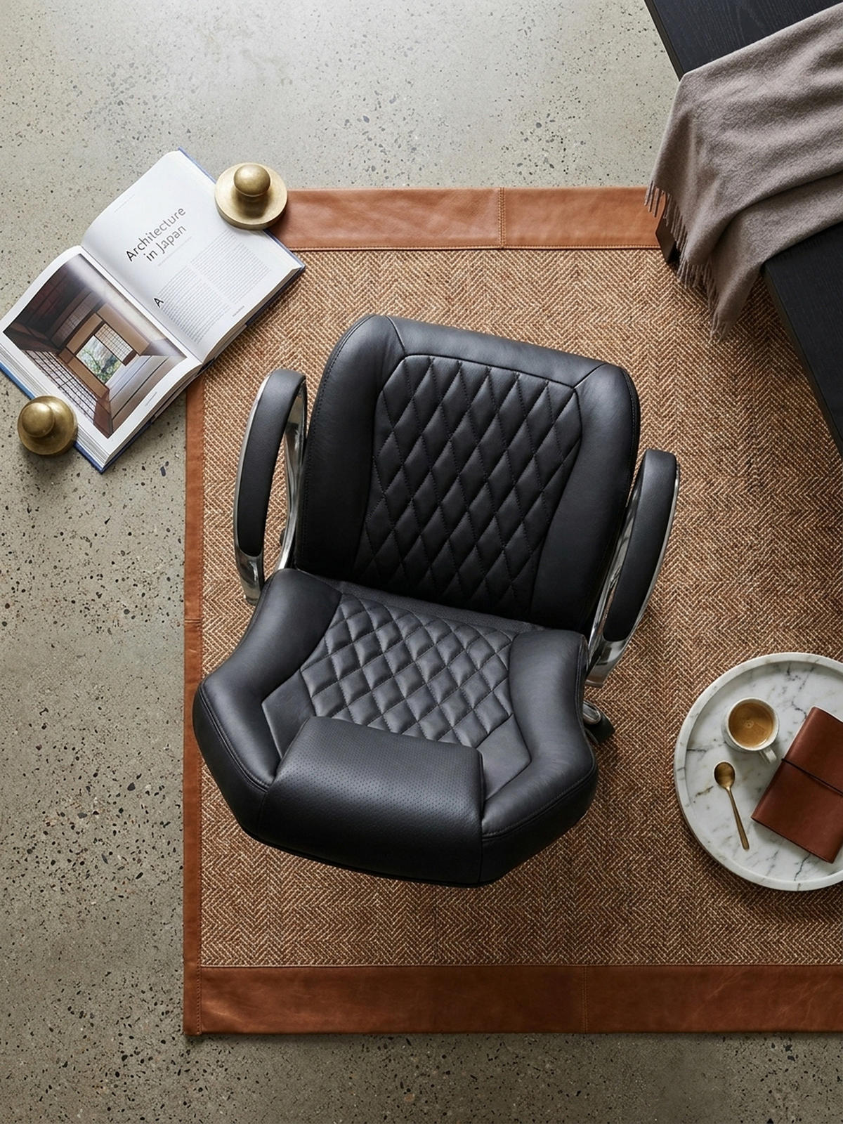 CHEFSESSEL Echtleder mit Multiblockwippmechanik, Lendenwirbelstütze und Aluminiumfußkreuz MILANO, Schwarz 70x67x136 cm - Silberfarben/Schwarz, Leder/Metall (70/136/67cm) - KADIMA DESIGN
