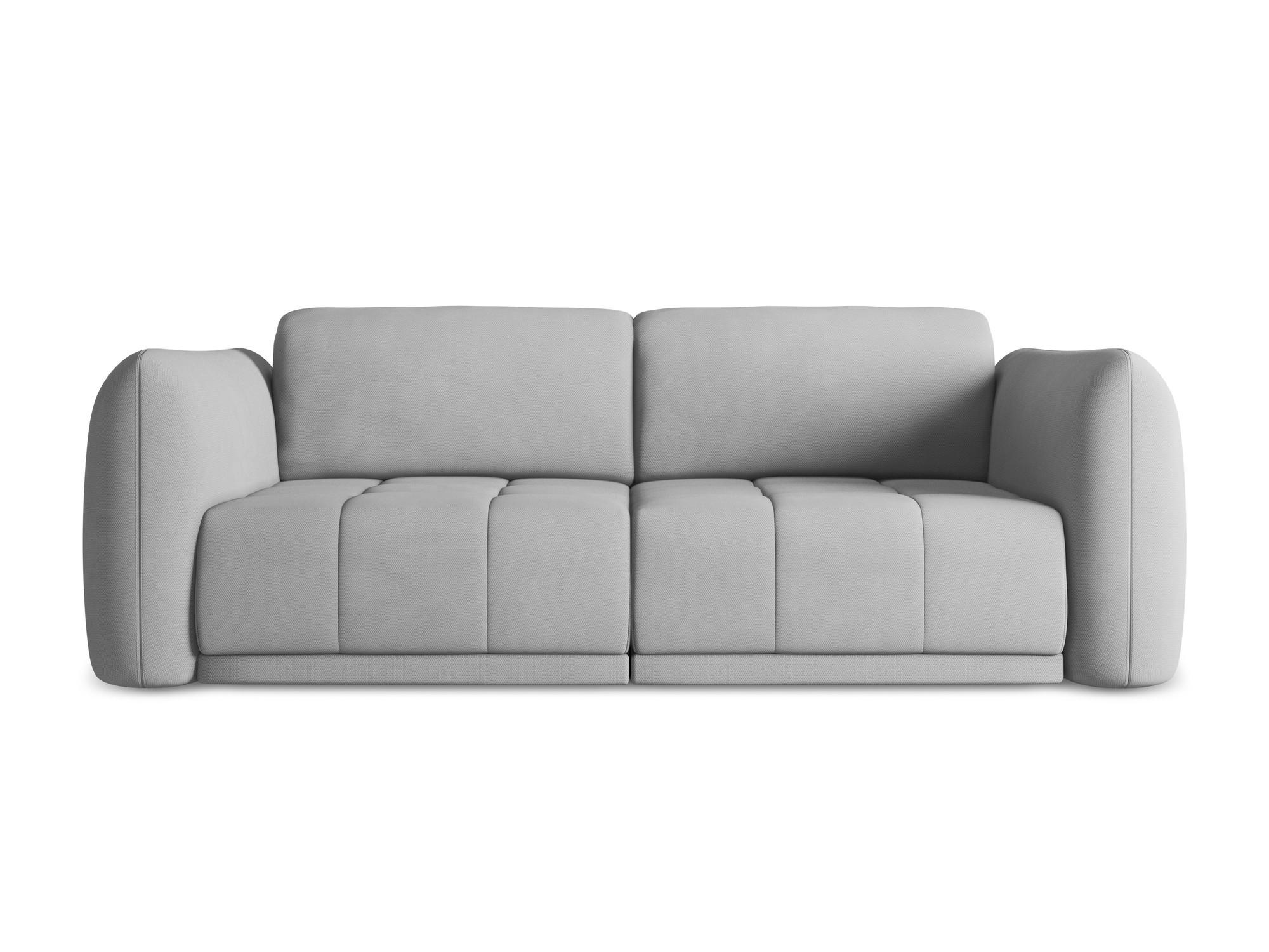 3-SITZER SOFA Chenille Stoff Grau - Hellgrau/Schwarz, Kunststoff/Textil (210/74/105cm) - Makamii