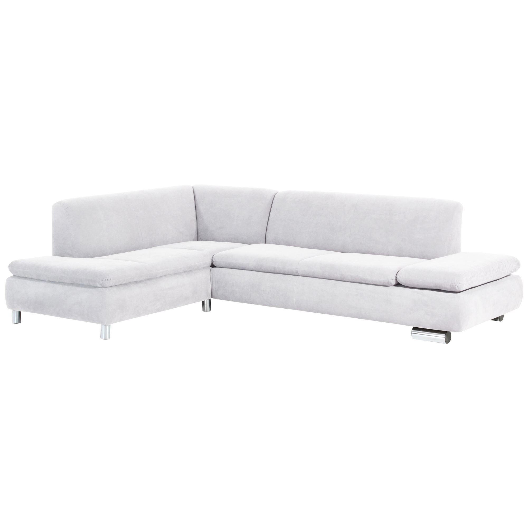 ECKSOFA mit Ottomane links Kaye Bezug Veloursstoff Metallfuß verchromt / creme - Weiß, Kunststoff (190/270cm) - 58aufmkessel
