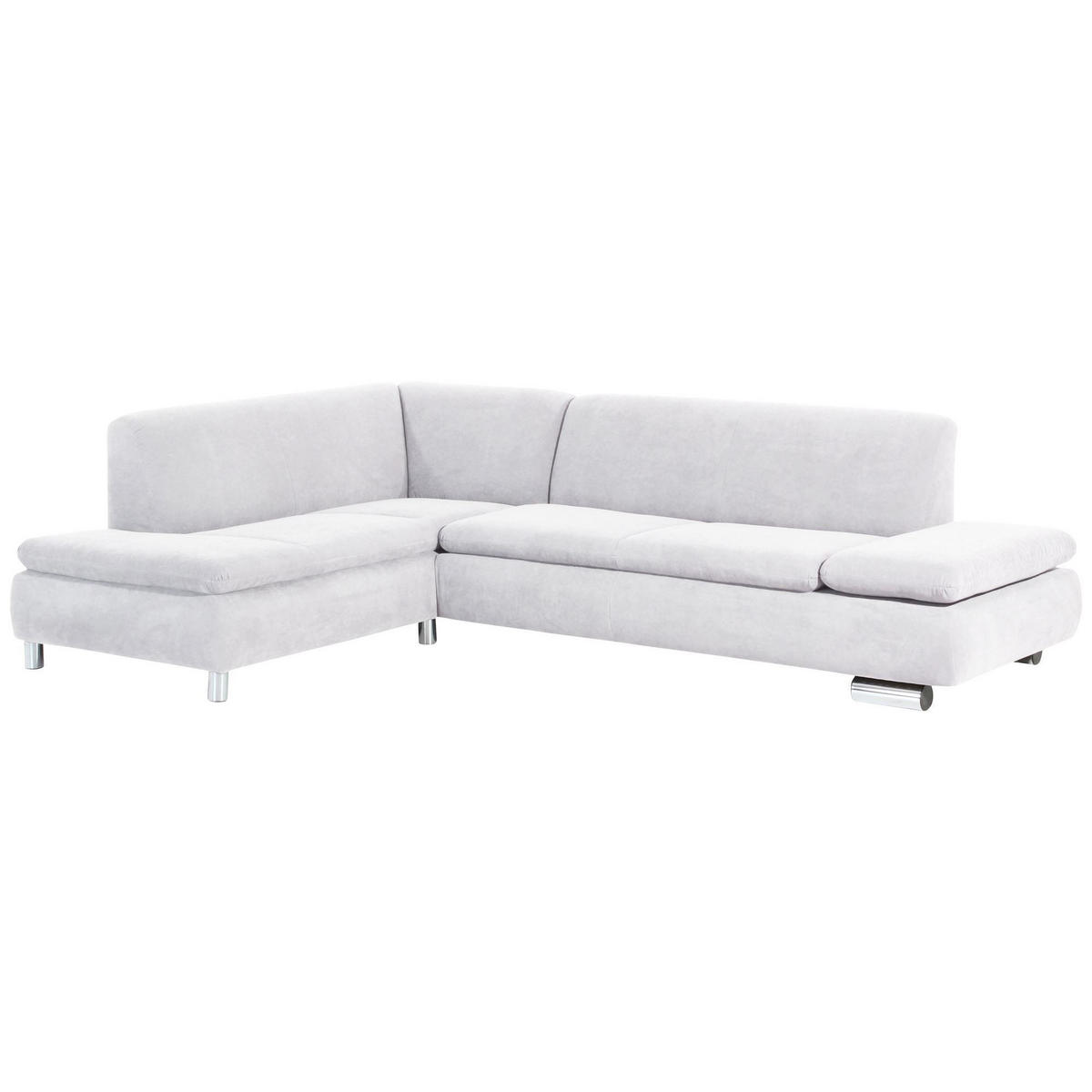 ECKSOFA mit Ottomane links Kaye Bezug Veloursstoff Metallfuß verchromt / creme - Weiß, Kunststoff (190/270cm) - 58aufmkessel