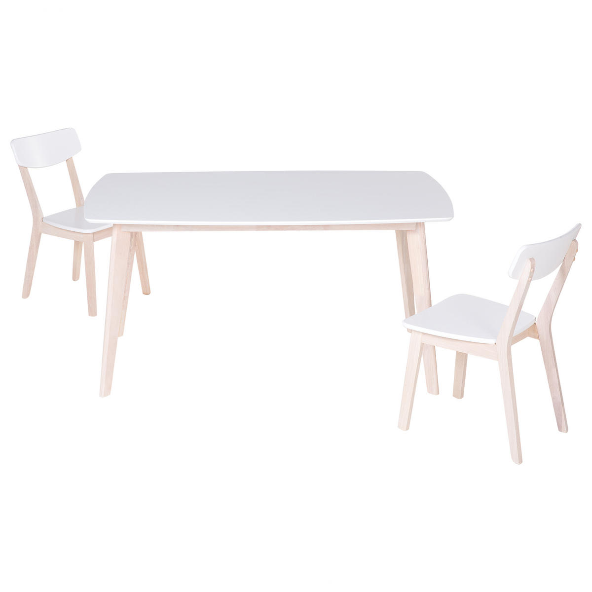 ESSTISCH 150/90/75 cm Weiß, Hellbraun Rechteckig Santos - Weiß, Holzwerkstoff (150/90/75cm) - Beliani