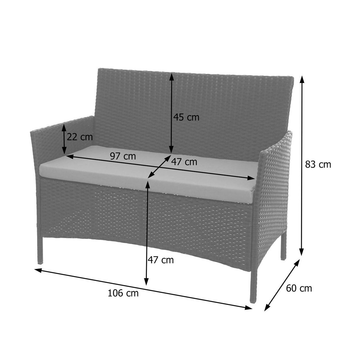 GARTENBANK 83x106x60cm Braun-meliert/Schwarz - Braun, Metall (106/83/60cm) - PROREGAL