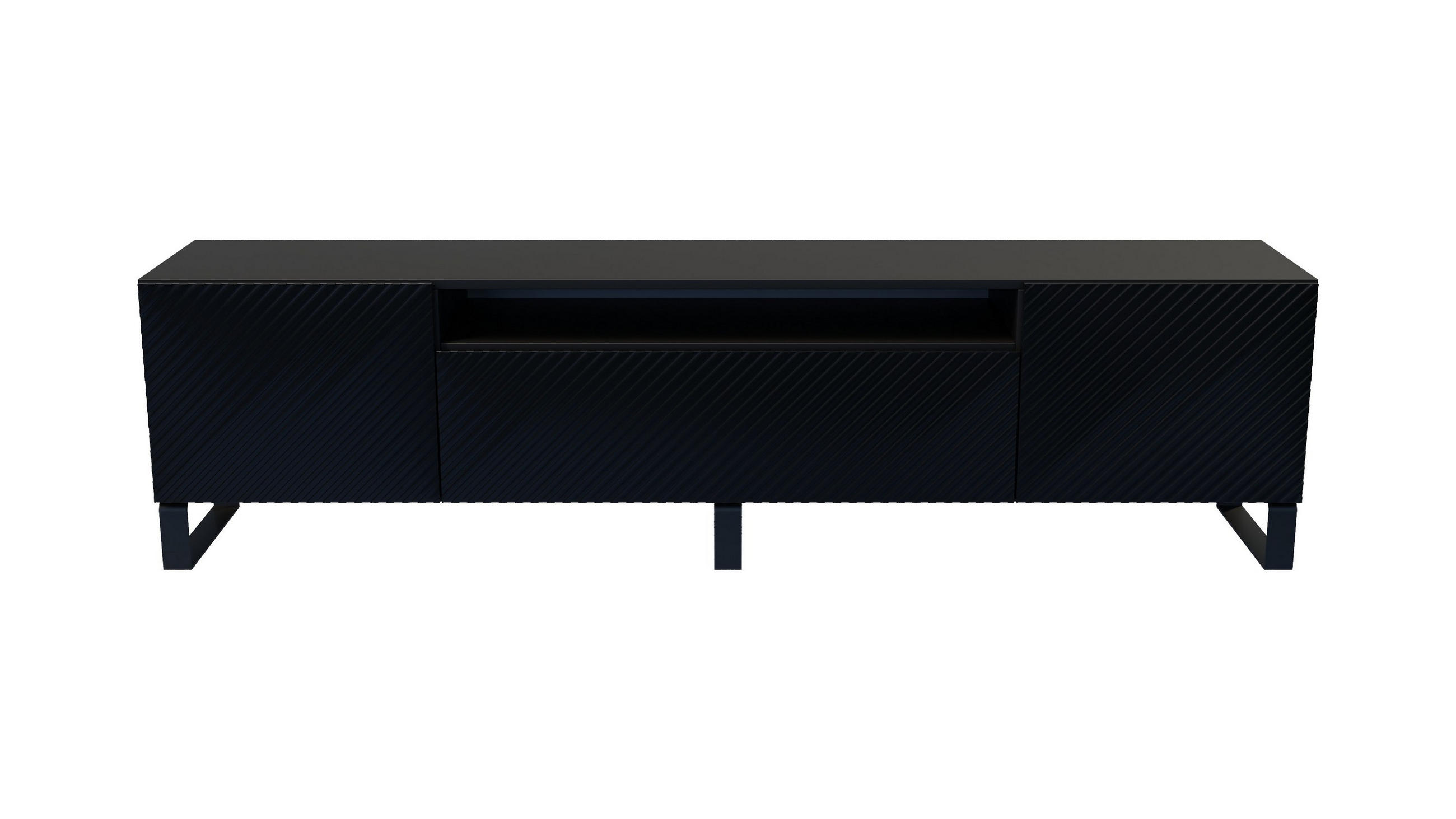 LOWBOARD CAVA 200/41/40 cm, Stand-TV-Schrank Schwarz - Schwarz, Holzwerkstoff (200/41/40cm) - MASSENO