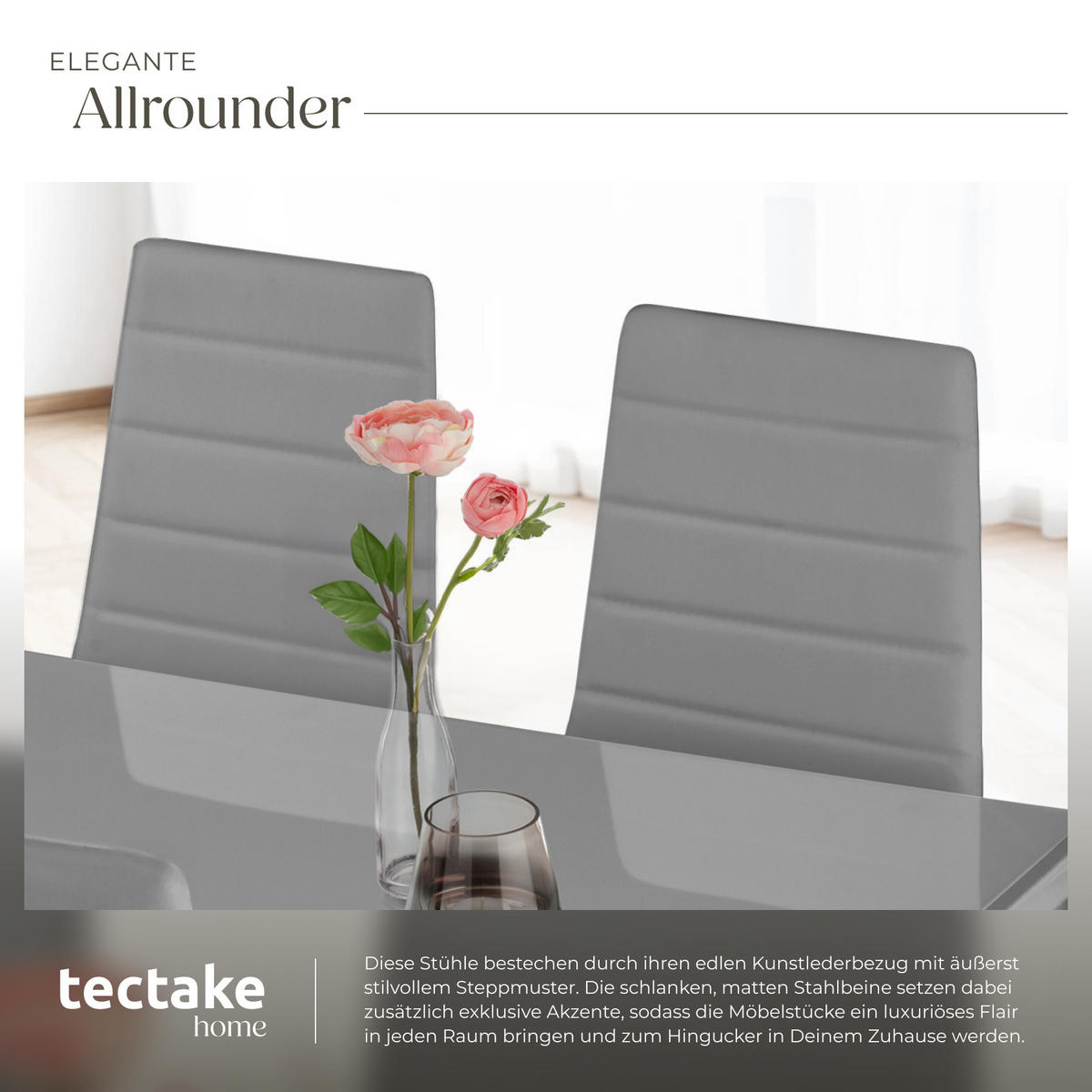 ESSZIMMERSTUHL 4er Set Thomas 41 x 45 x 98 5 cm grau - Grau, Textil (48/98.5/45cm) - tectake