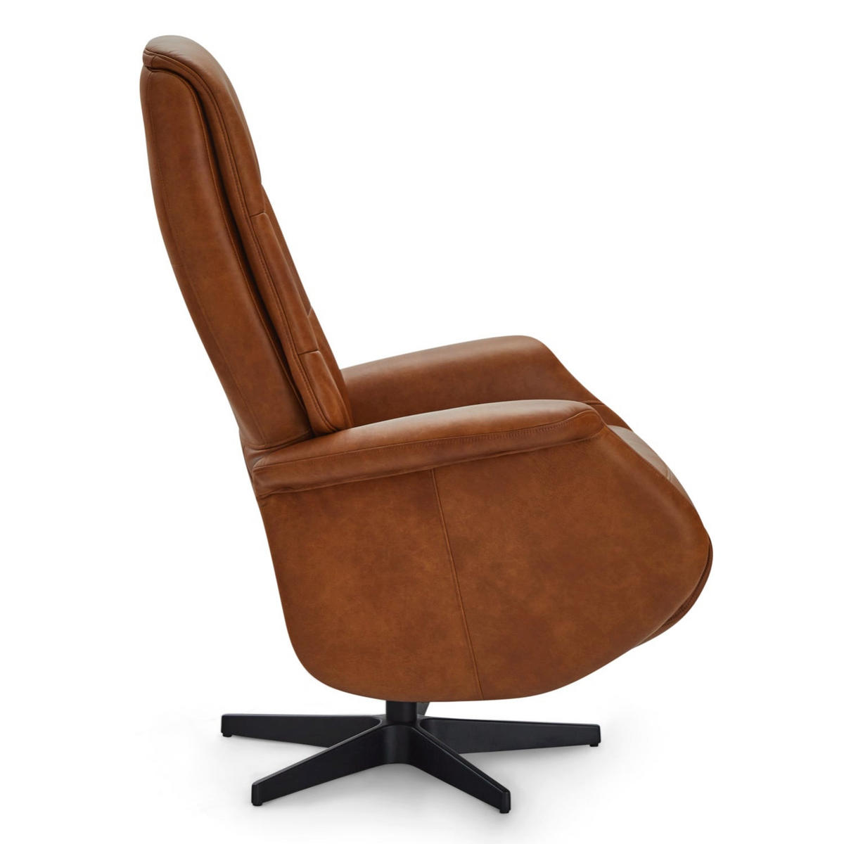 RELAXSESSEL Echtleder Cognac Braun - Schwarz/Braun, Leder/Metall (90/114/79cm) - Furnhouse