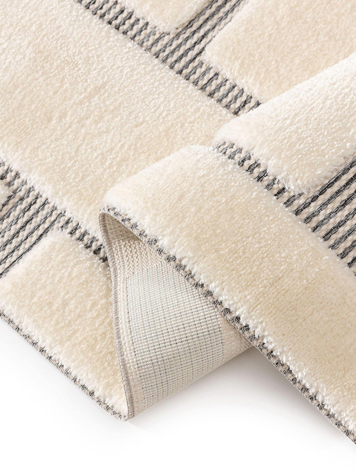 TEPPICH Elvy Cream/Grau 160x230 cm - Creme, Kunststoff (160/230cm) - benuta