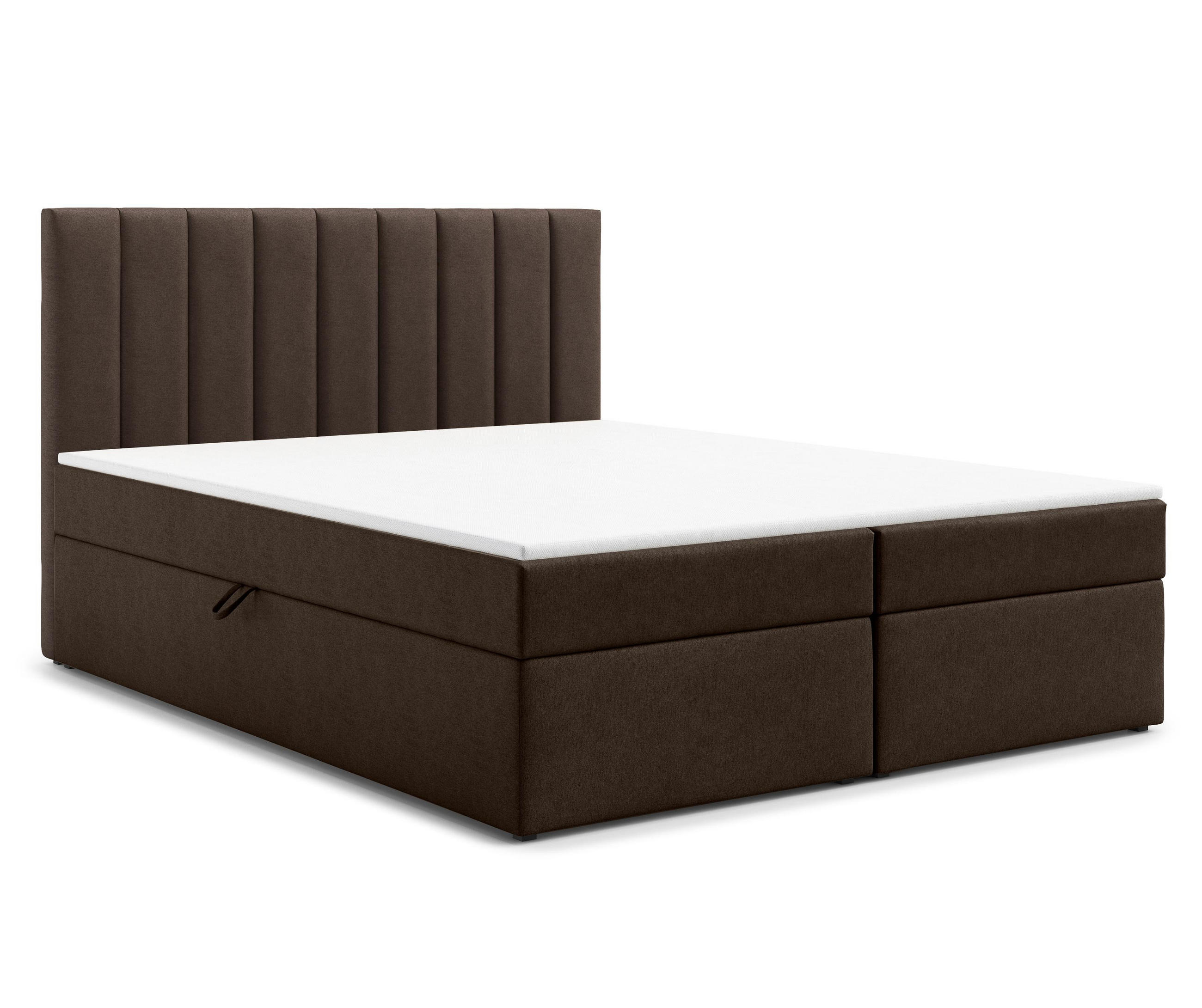 BOXBETT BURSA 180x200 cm mit Bettkasten und Matratze - Braun + TOPPER - Schwarz/Braun, Holz/Holzwerkstoff (180/200cm) - AX Living