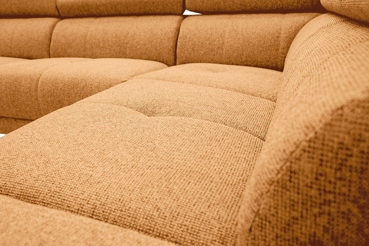 ECKSOFA FIERO 5-Sitzer, orange - Schwarz/Orange, Holzwerkstoff/Textil (290/228cm) - Courtois Laville