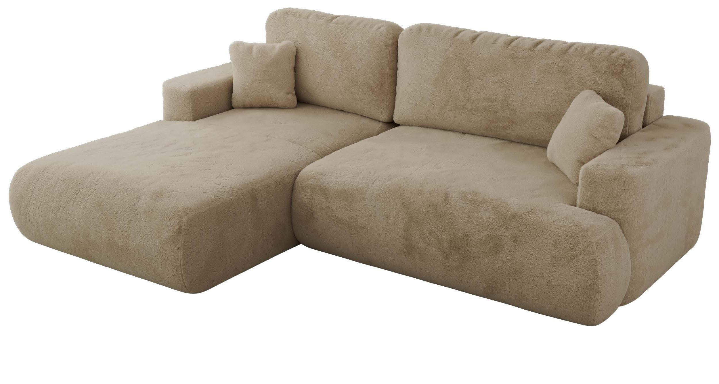 ECKSOFA OVO L Beige Plüsch - Links Seite - Beige/Schwarz, Kunststoff/Textil (271/195cm) - MKS