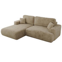 ECKSOFA OVO L Beige Plüsch - Links Seite - Beige/Schwarz, Kunststoff/Textil (271/195cm) - MKS