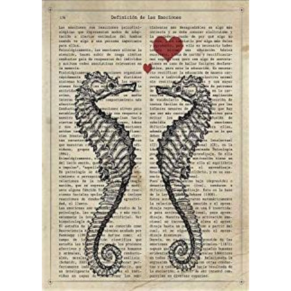 POSTER Herzbaum Seepferde A4 Rahmenlos - Klar, Papier (29.7/5/21cm) - Nacnic