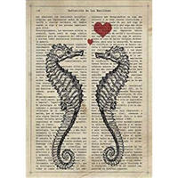 POSTER Herzbaum Seepferde A4 Rahmenlos - Klar, Papier (29.7/5/21cm) - Nacnic