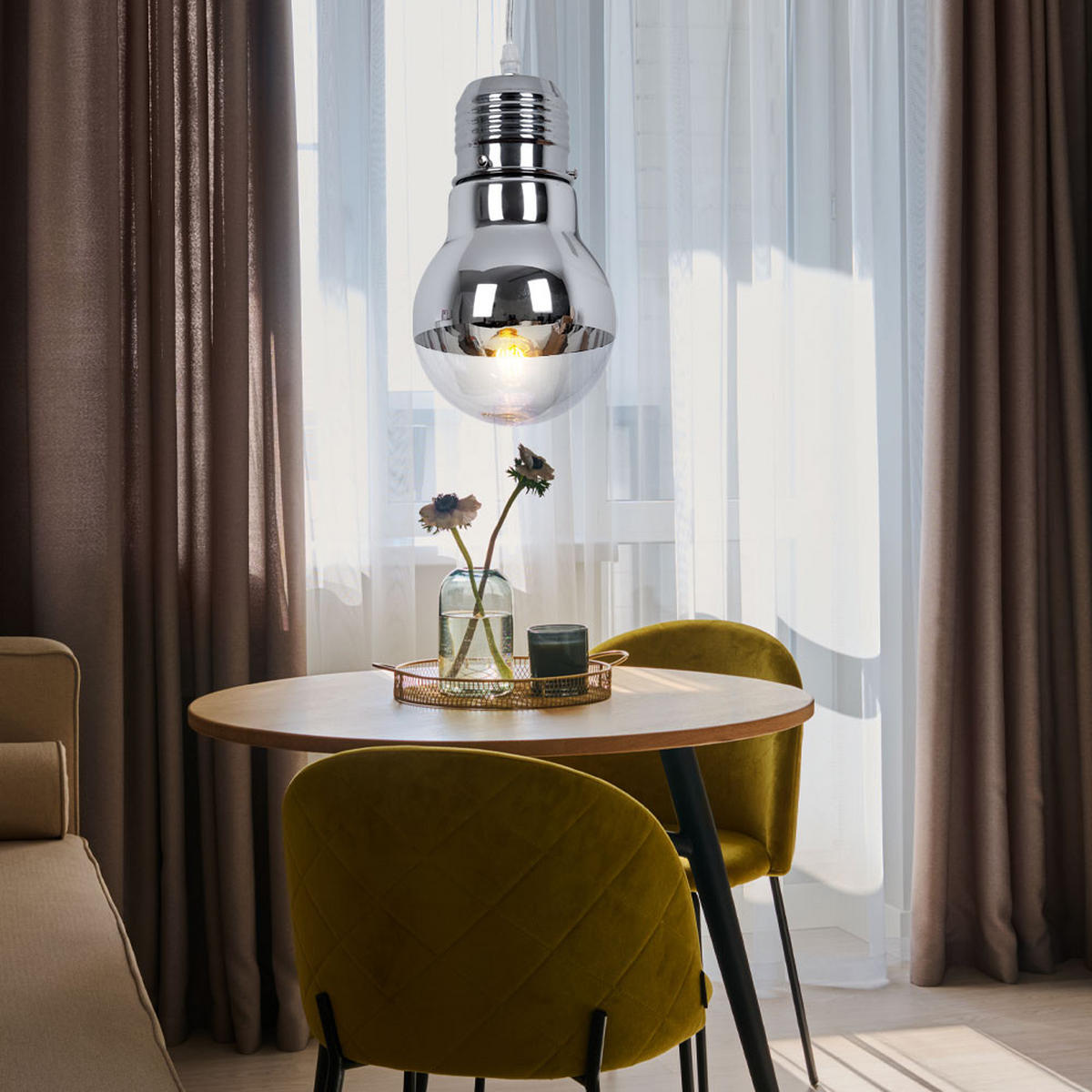 HÄNGELEUCHTE Glas Chrom Silber - Silberfarben, Glas (15/15/120cm) - Brilliant