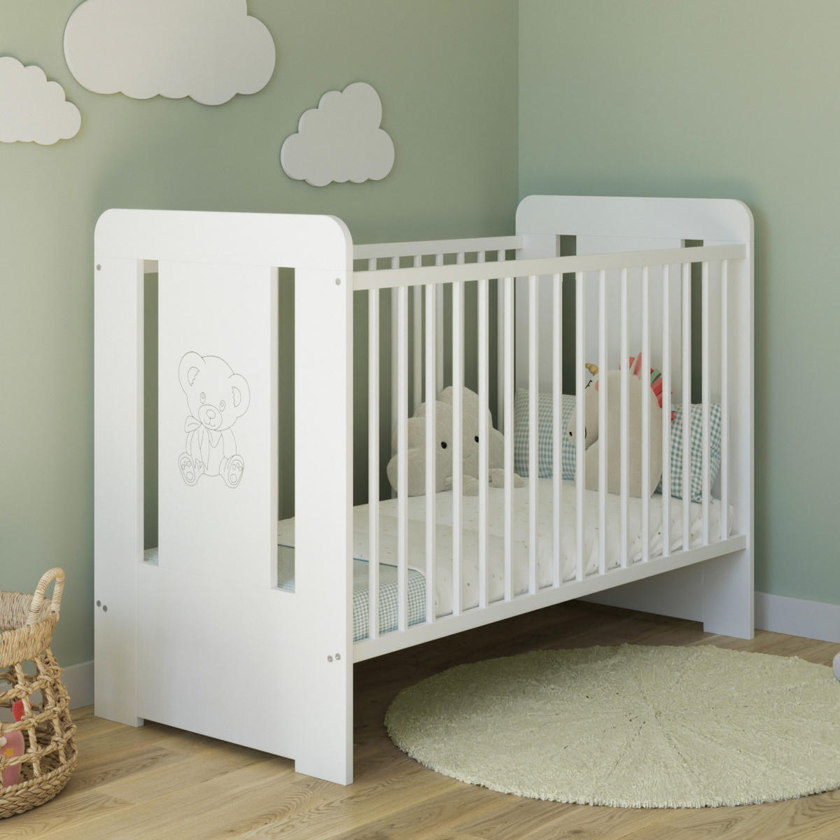 KINDERBETT Teddy - Weiß, Holz (60/120cm) - Kids Collective