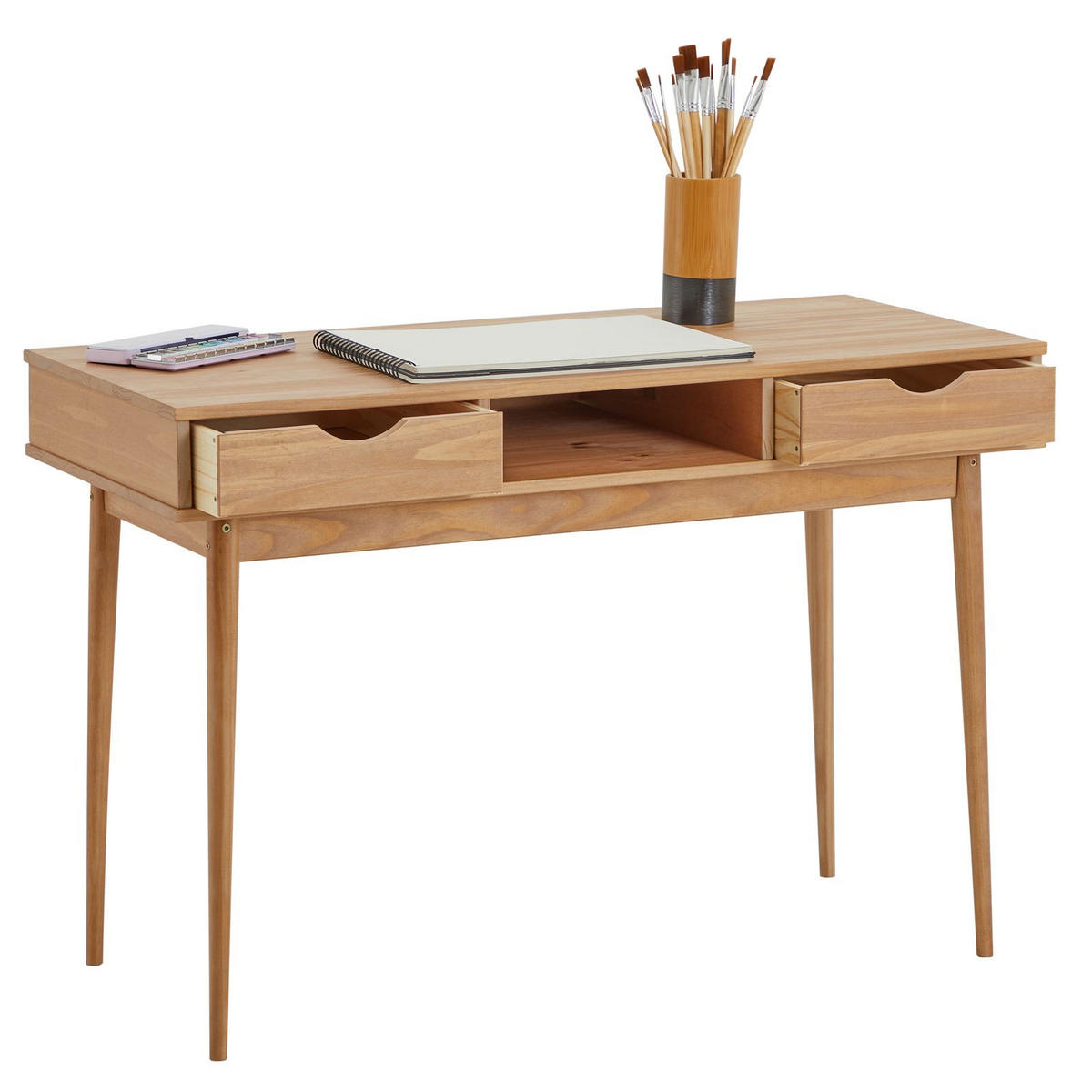 SCHREIBTISCH STEFANO - Braun, Holz (50/110/75cm) - IDIMEX