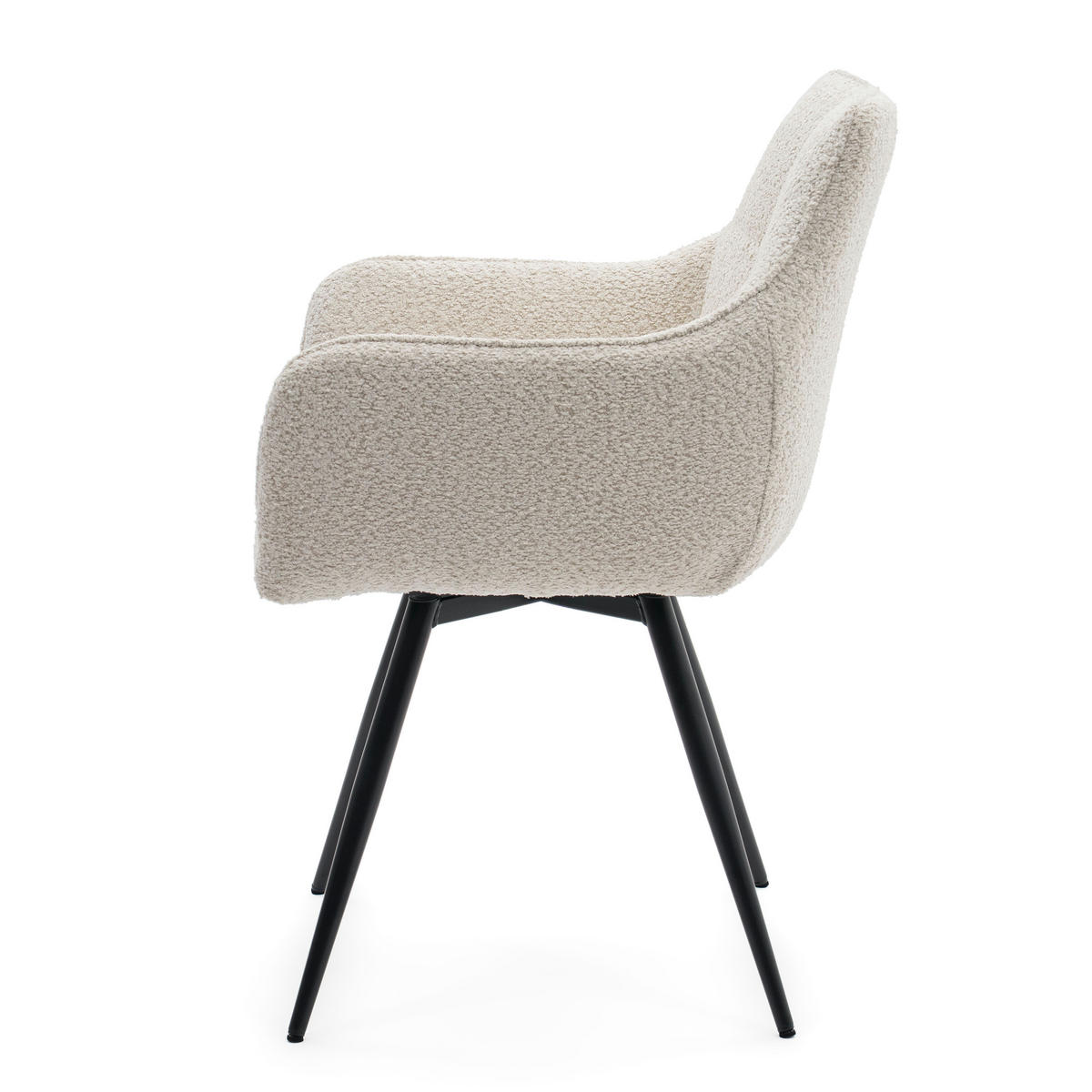 STUHL QUATTRO drehbar gepolsterter mit Steppung - creme - Boucle - Creme/Schwarz, Textil/Metall (58/86/60cm) - NEW HOME