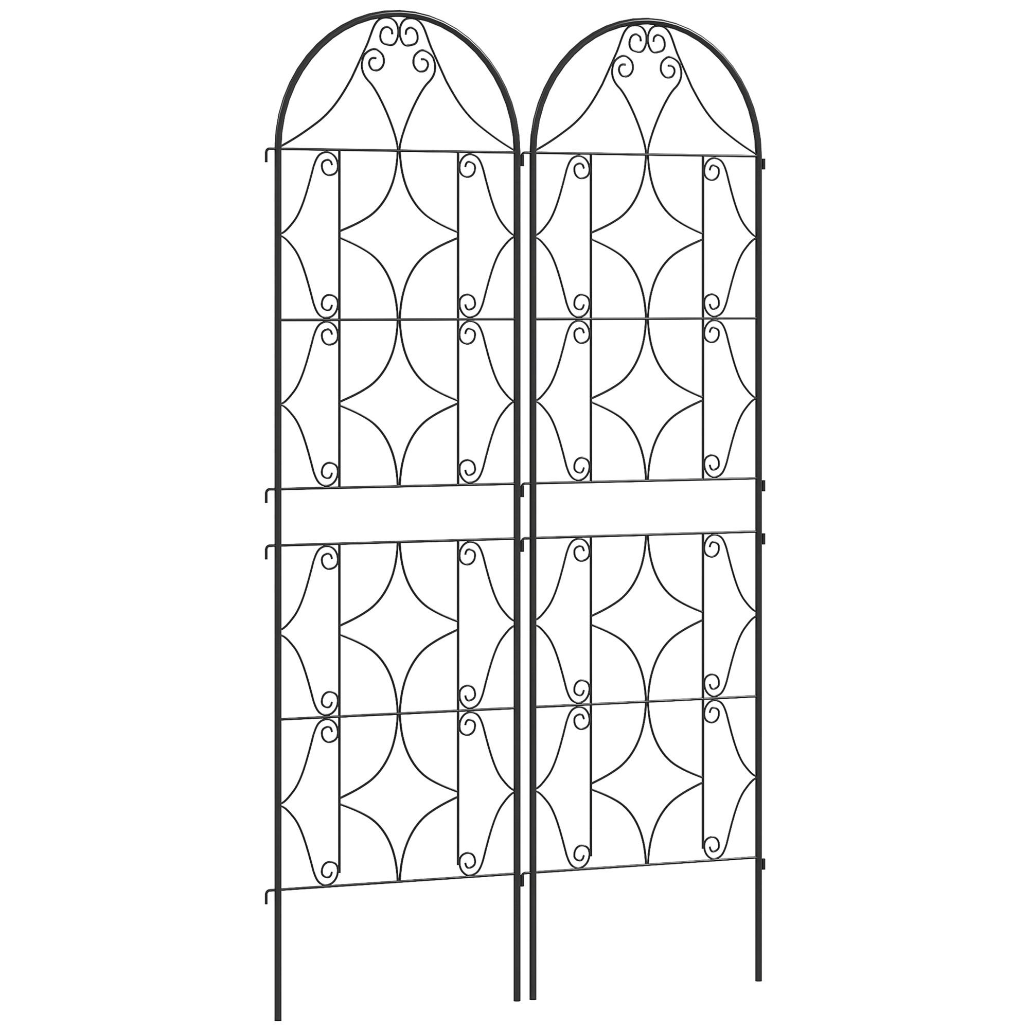 PFLANZENGITTER 2er-Set DE-13791 für Kletterpflanzen 50x180 cm Schwarz - Schwarz, Metall (1.3/180/50cm) - ComfortXL