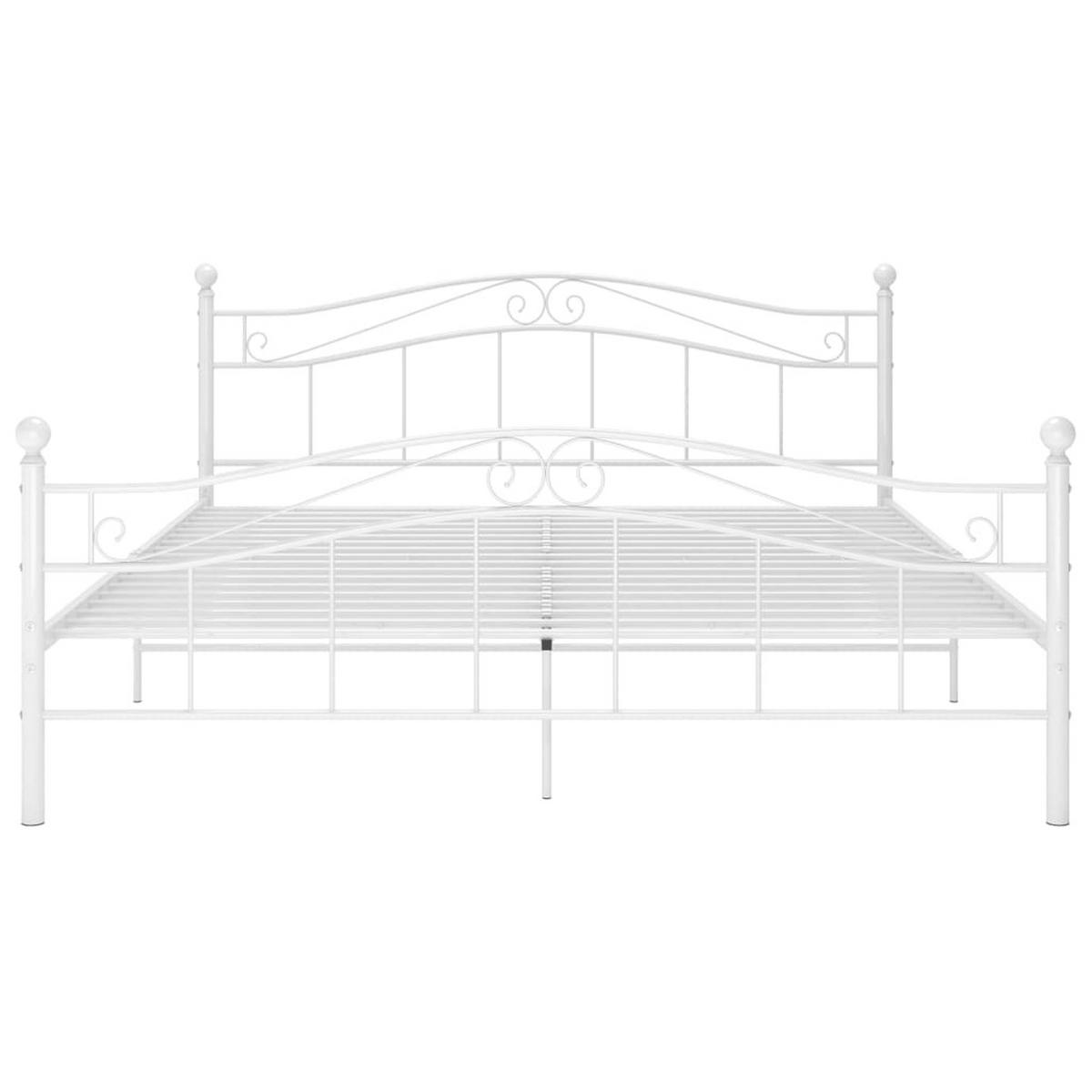 BETT Weiß Metall 140x200 cm - Weiß, Metall - furnicato