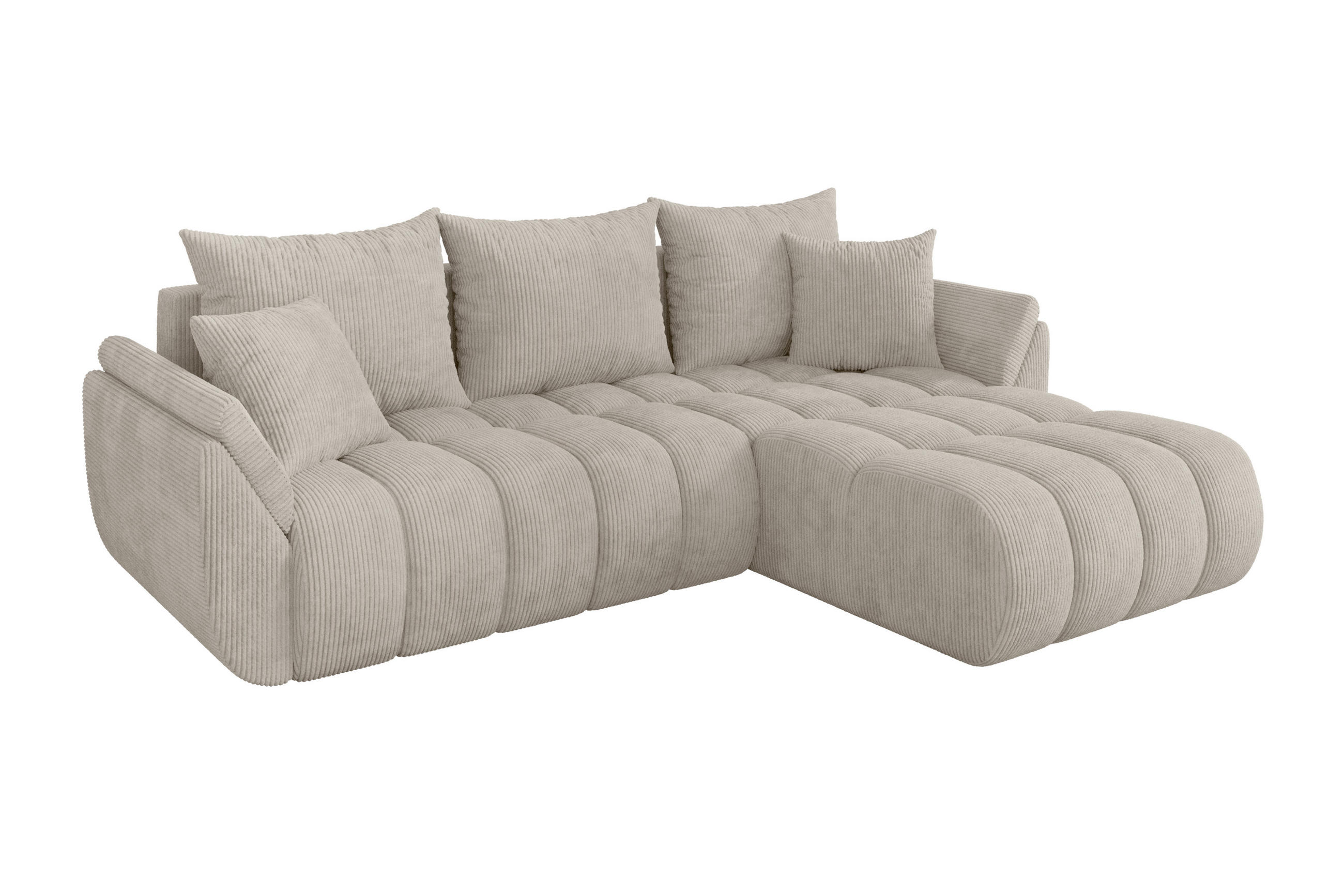 ECKSOFA mit Schlaffunktion Ottomane Rechts TOKO-L-v1 277x194x86 Creme Cord - Ecru/Creme, Holzwerkstoff/Kunststoff (277/194cm) - ALTDECOR