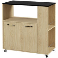 SERVIERWAGEN DE-17146 mit Rollen & viel Stauraum - Naturfarben, Holzwerkstoff (40/80.5/75cm) - ComfortXL