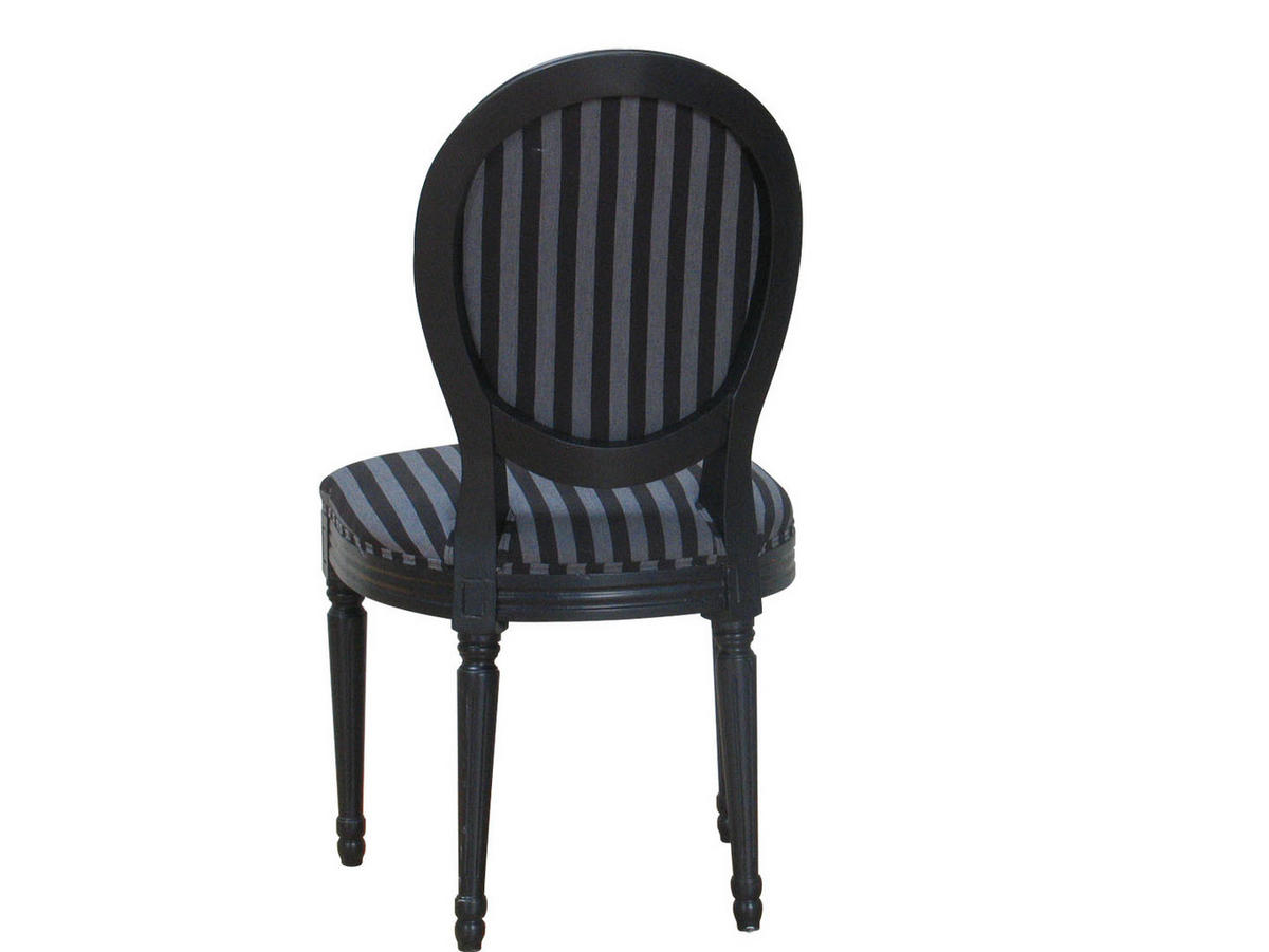 STUHL 2er-Set antik schwarz, Stoff schwarz gestreift - Schwarz, Holz/Textil (50/93/47cm) - ebuy24