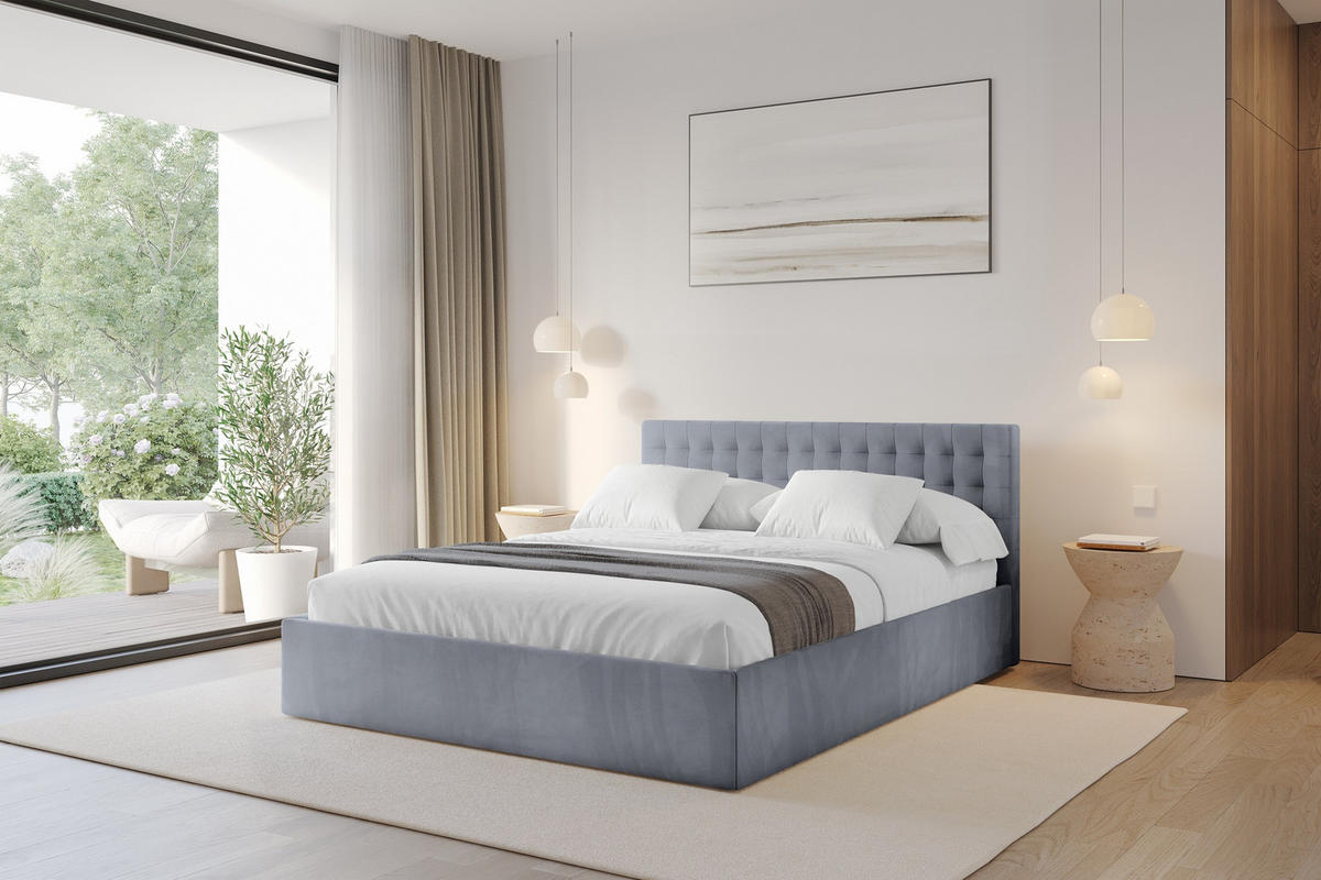 POLSTERBETT mit Bettkasten und Lattenrost, Boxbett ohne Matratze - PARI 180x200 Grau - Grau, Holzwerkstoff/Textil (180/200cm) - ALTDECOR