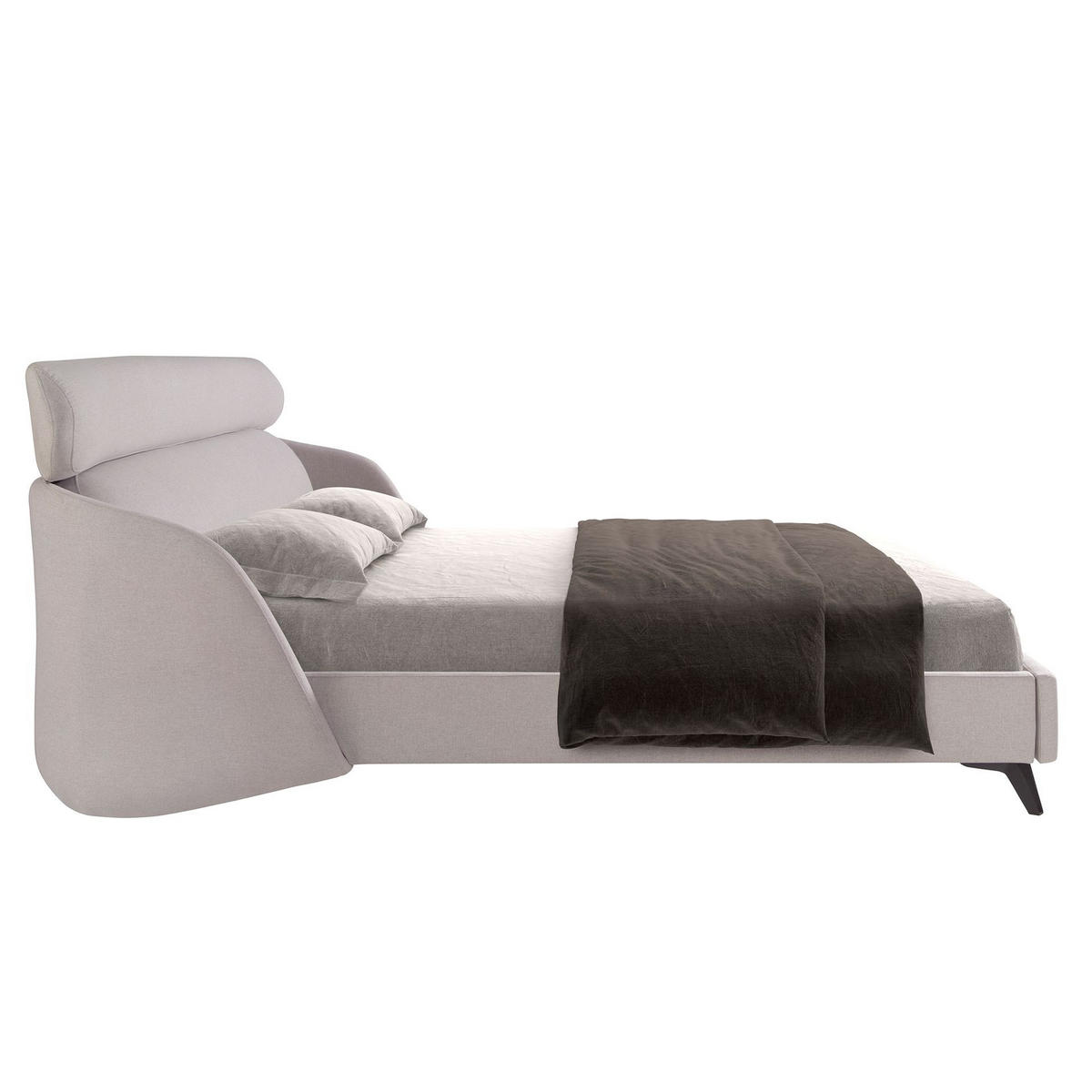 BETT Bett aus hellgrauem Stoff 207/250/102 cm - Hellgrau/Schwarz, Textil (180/200cm) - ANGEL CERDA