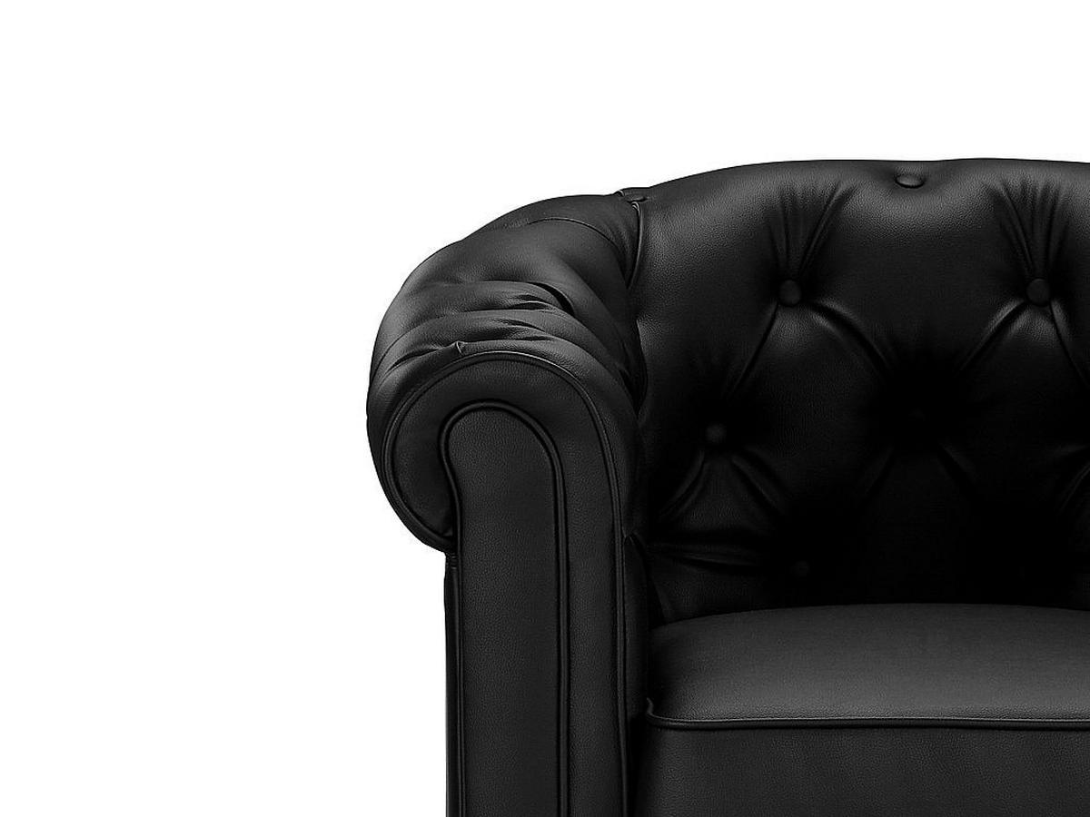 COUCHGARNITUR - 5 Personen - kunstleder - schwarz Chesterfield - Schwarz, Leder/Holz (165/72/88cm) - Vente-Unique