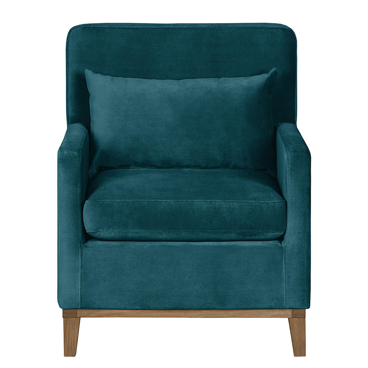 SESSEL - Nussbaumfarben/Petrol, Holz/Textil (70/84/88cm) - home24