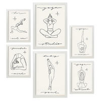 POSTER Set Mit 6 Yoga Musen 1 A3 & A4 Weißer Rahmen - Weiß, Papier (29/3/42cm) - Nacnic