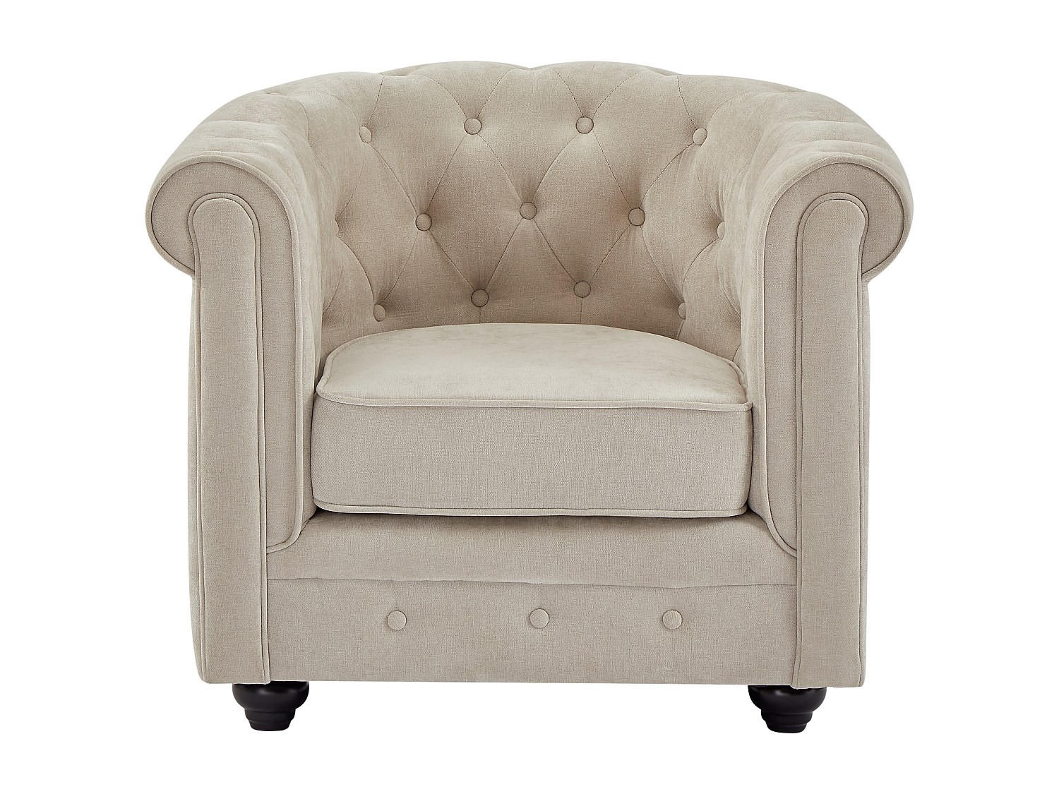 SESSEL mit gerader Rückenlehne - 1 Person - stoff - beige Chesterfield - Beige, Holz/Textil (82/72/78cm) - Vente-Unique