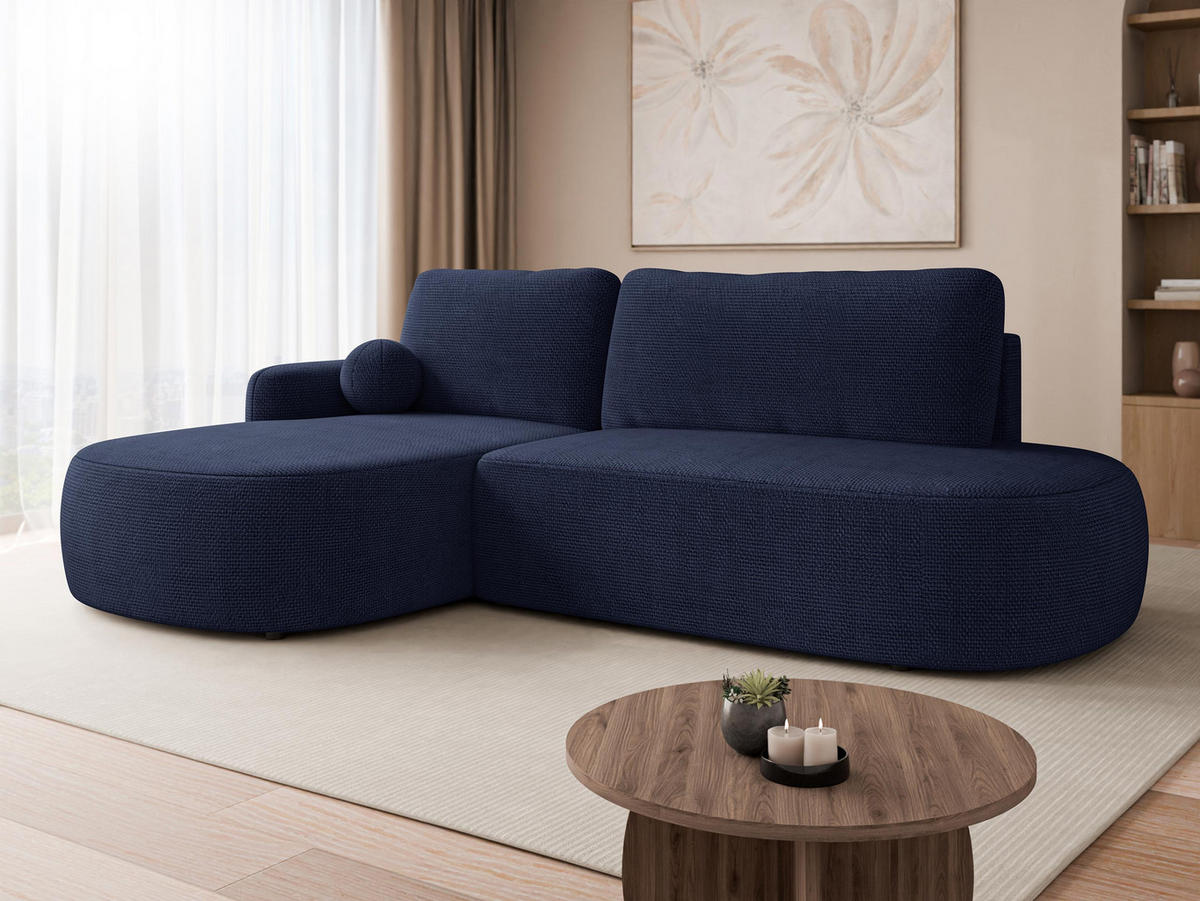ECKSOFA Loridu O, Seite: Links - Schwarz/Dunkelblau, Holz/Kunststoff (274/174cm) - MIRJAN24