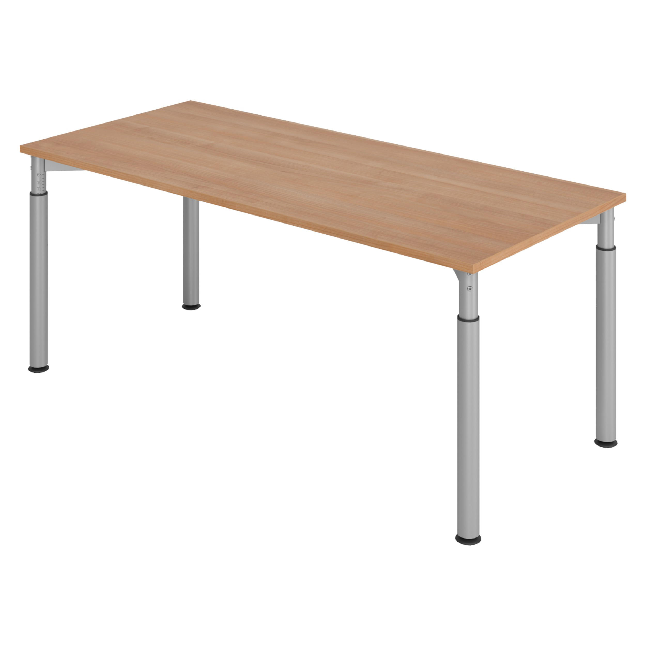 SCHREIBTISCH Serie-Y 80/180/74 cm in Nussbaumfarben/Silberfarben - Silberfarben/Nussbaumfarben, Holzwerkstoff (80/180/74cm) - bümö