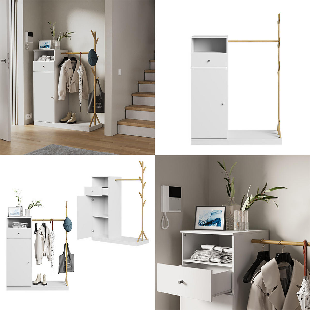 ŠATNÍKOVÁ SKRIŇA Liria Biela/bambusová - biela, kompozitné drevo (100/145/40cm) - Vicco