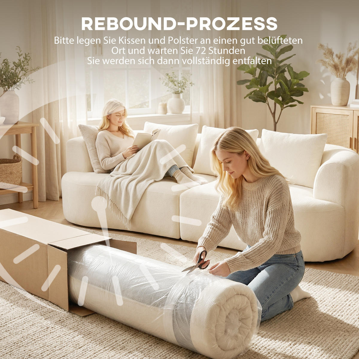 3-SITZER-SOFA Polyester Cremeweiß - Creme, Textil (106/82/260cm) - HOMCOM