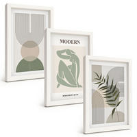 BILDER SET 3er Set - 20x30 cm Weißer Rahmen - Stilvolle Pflanzengrafiken - Weiß, Kunststoff (20/30cm) - TULUP