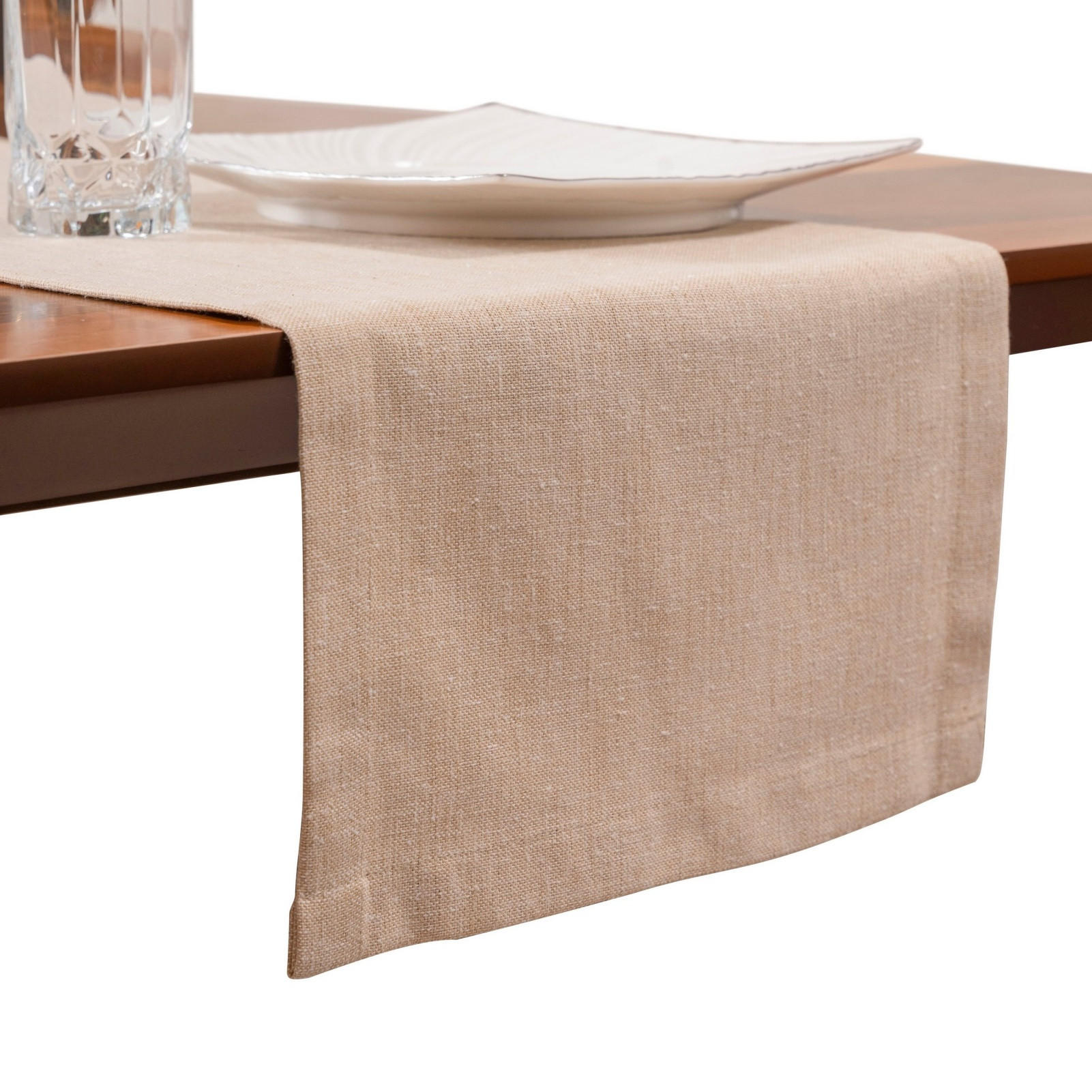 TISCHLÄUFER Beige 40×160cm Leinenoptik, wasserabweisend & waschbar, elegante Tischdeko für Esstisch - Beige, Textil (40/160cm) - SHOPENTRA