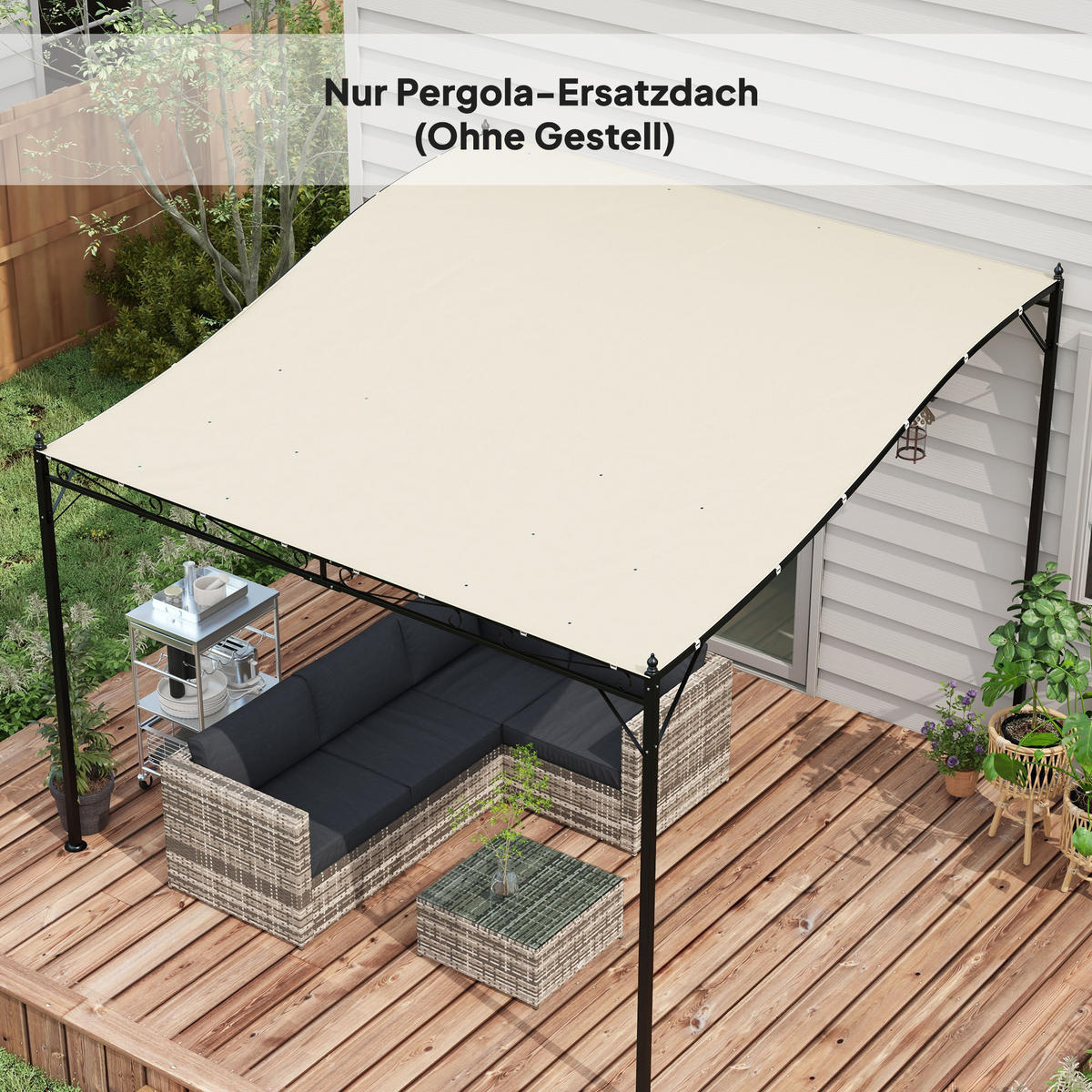 ERSATZDACH für Pergola 297 x 243 cm Sonnensegel für 3 x 2,5 m Pavillon Beige - Beige, Kunststoff (243/1/297cm) - Outsunny