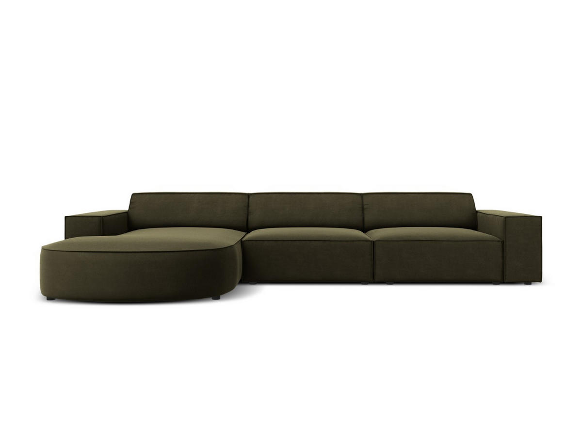 ECKSOFA links Jodie aus Samt grün 4 Sitzplätze - Grün, Textil (166/284cm) - Micadoni