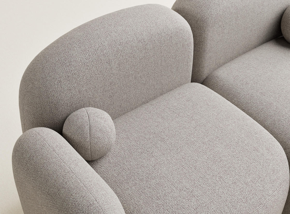 ECKSOFA Bahama Seidengrau Webstoff - Beige/Schwarz, Holz/Holzwerkstoff (190/146cm) - Maison de Reve