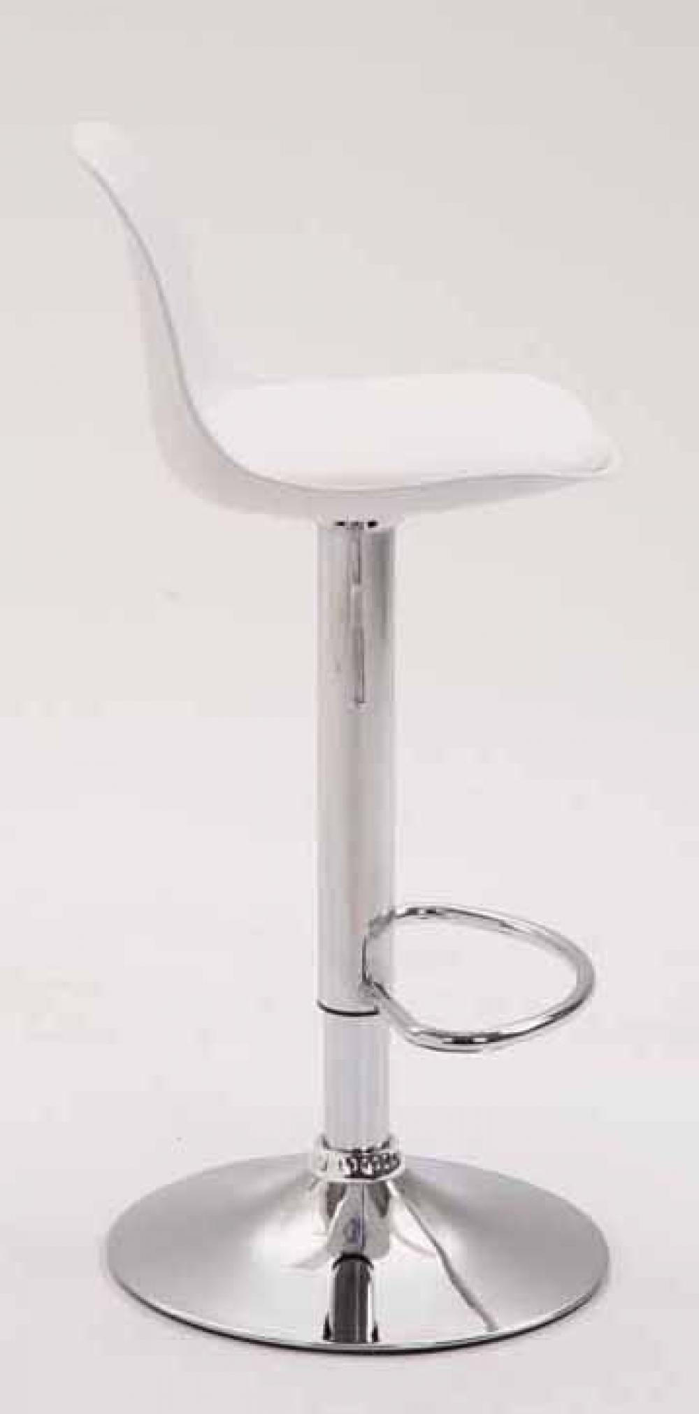 BARHOCKER 2er Set Lederlook weiß - Chromfarben/Walnussfarben, Kunststoff/Textil (39/82/43cm) - CLP