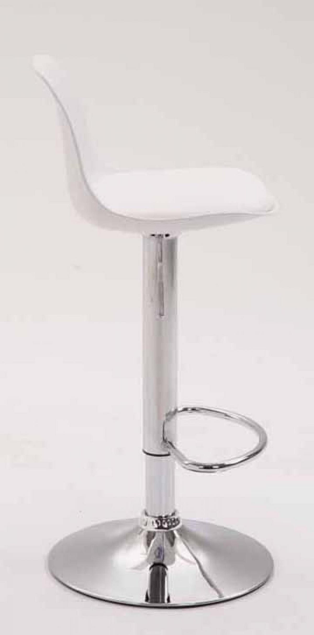 BARHOCKER 2er Set Lederlook weiß - Chromfarben/Walnussfarben, Kunststoff/Textil (39/82/43cm) - CLP